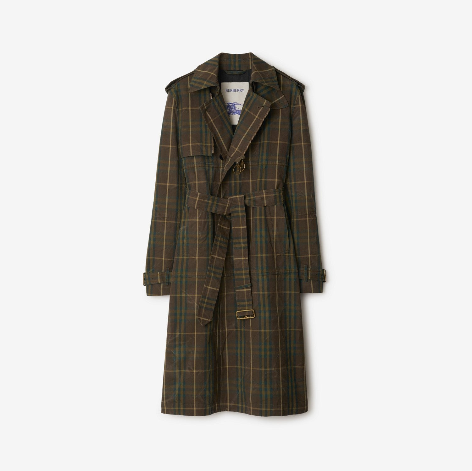 Long Check Cotton Trench Coat - Tor