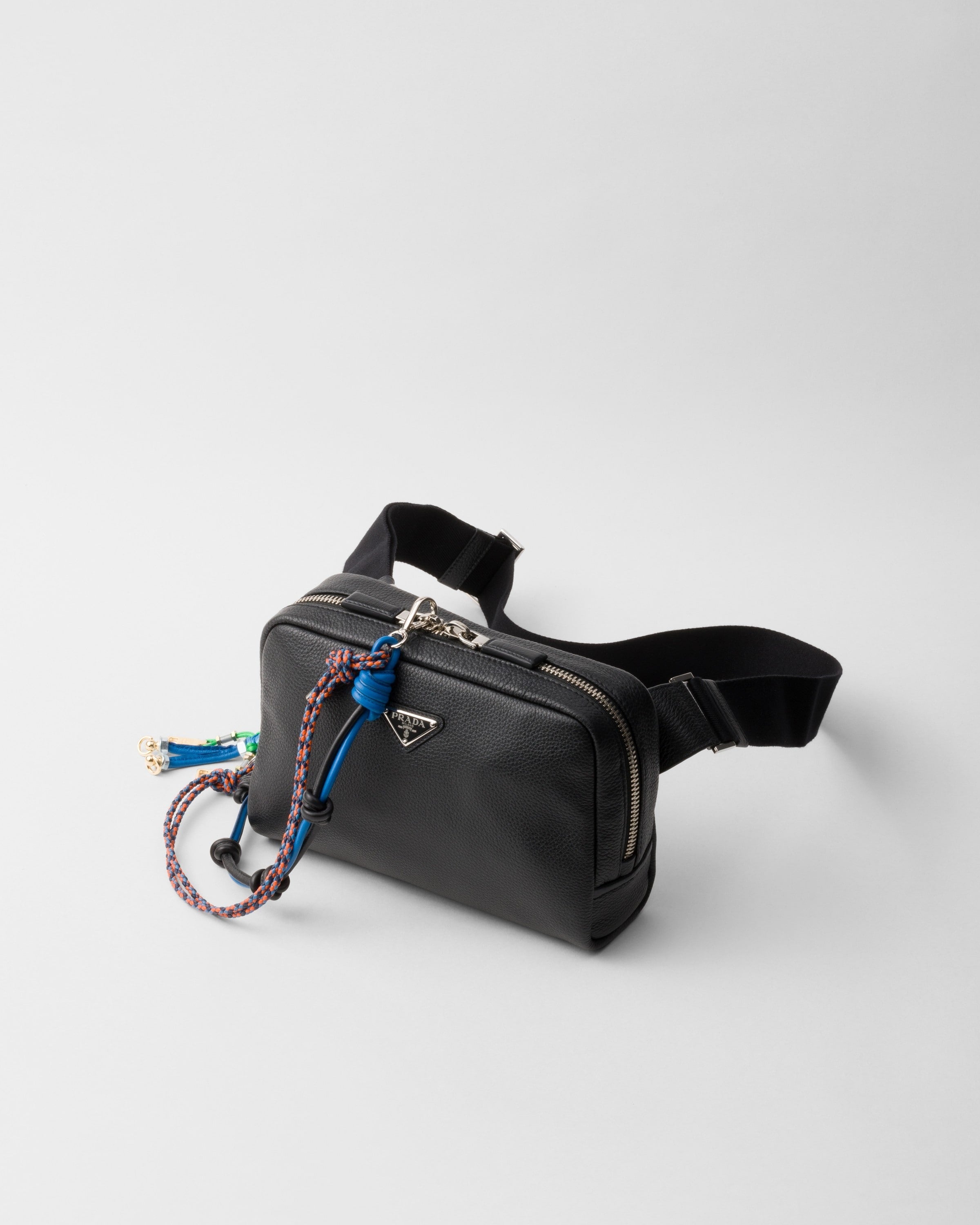 Leather shoulder bag with charm Black
