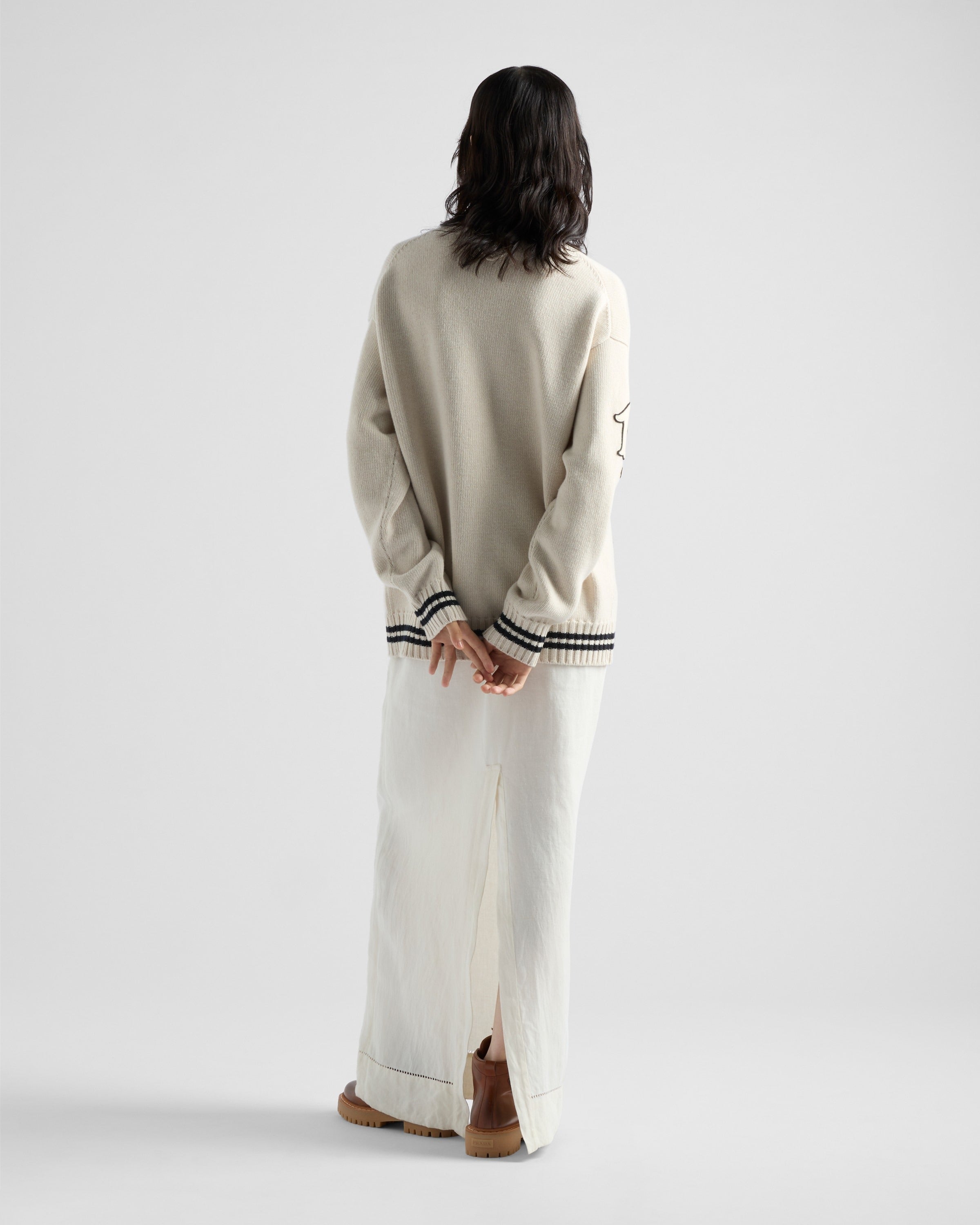 Wool and cashmere cardigan Ivory