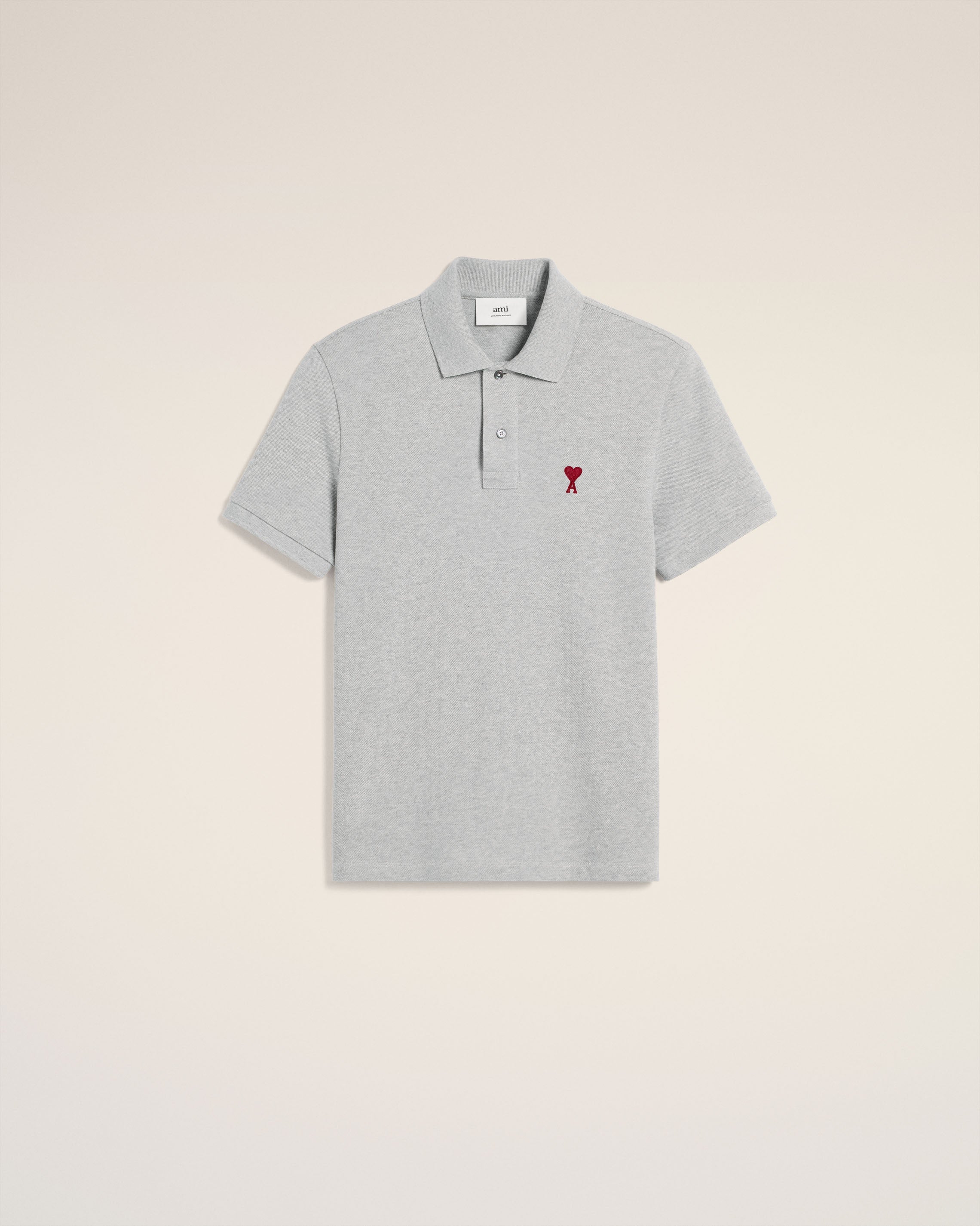 GREY COTTON AMI DE COEUR POLO SHIRT HEATHER ASH GREY