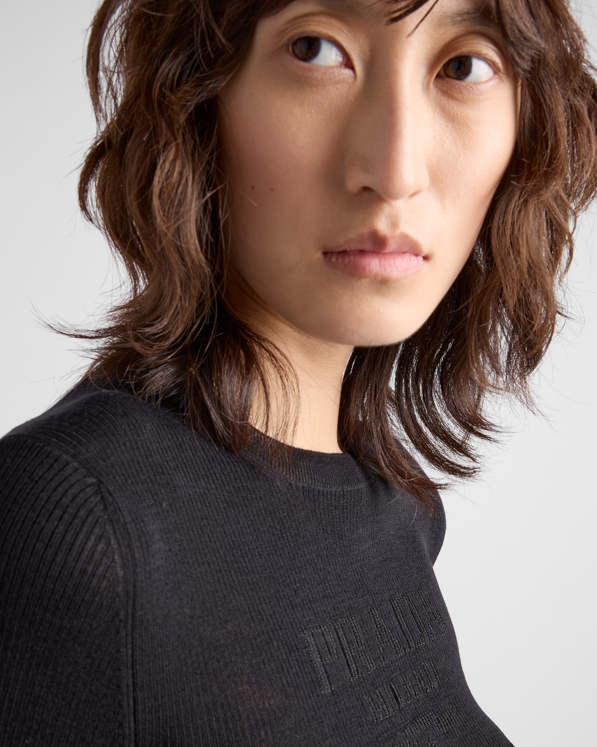 Superfine wool crew-neck sweater Black