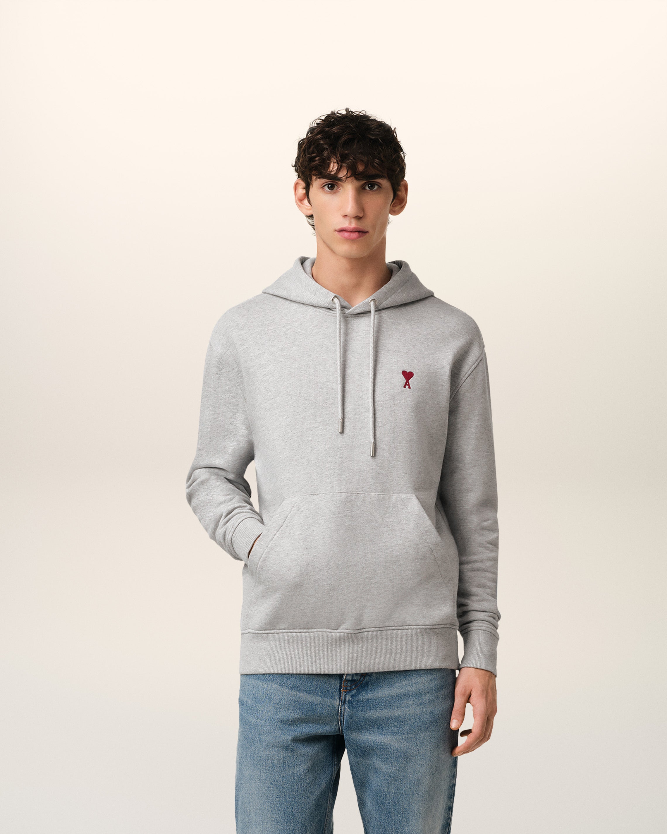 GREY COTTON AMI DE COEUR HOODIE HEATHER ASH GREY