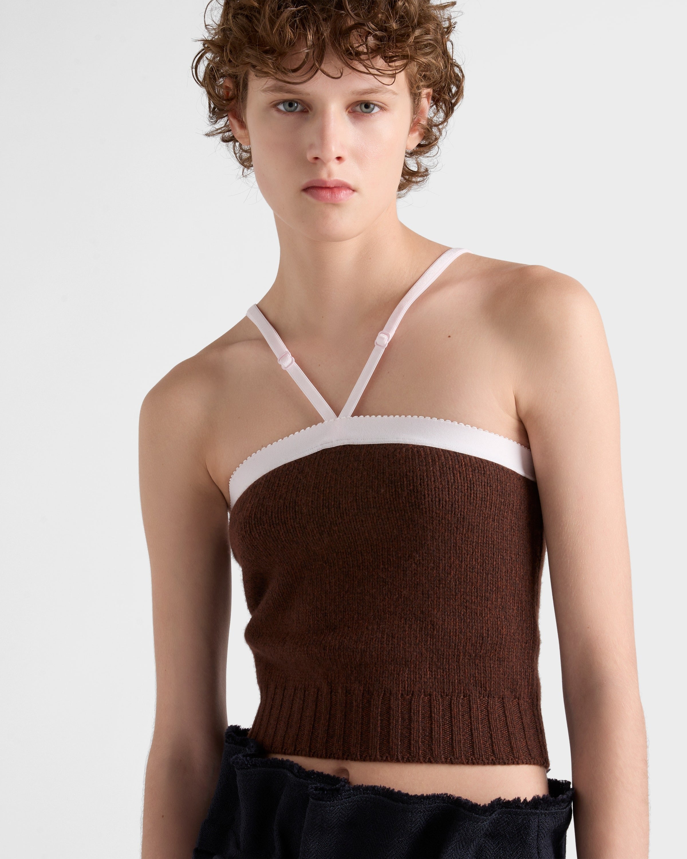 Cashmere and wool top Dark Brown