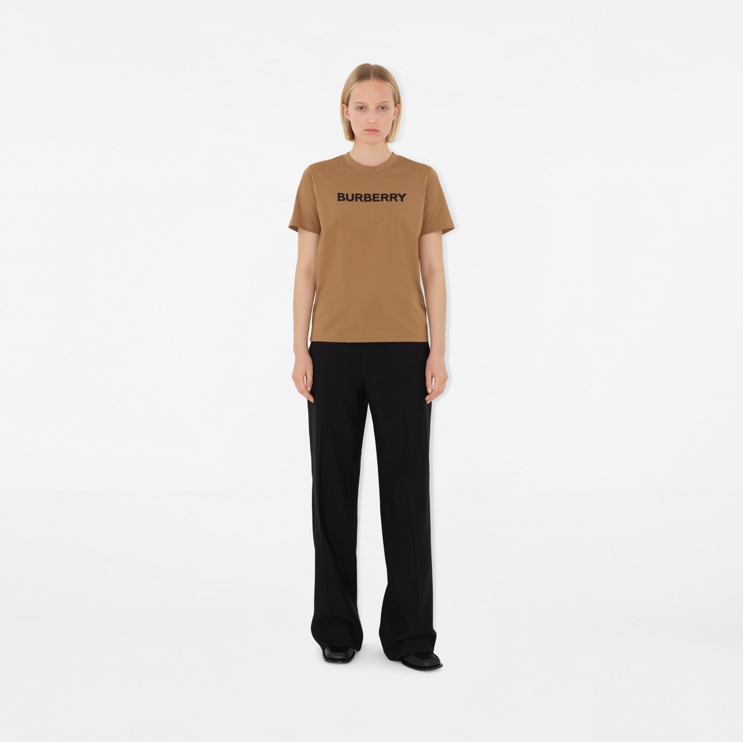 Logo Cotton T-shirt - Camel