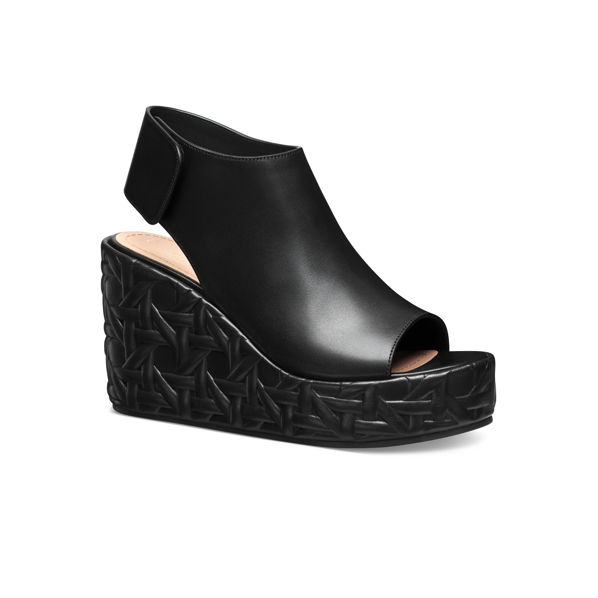 Attitude Dior Wedge Sandal - Black Calfskin