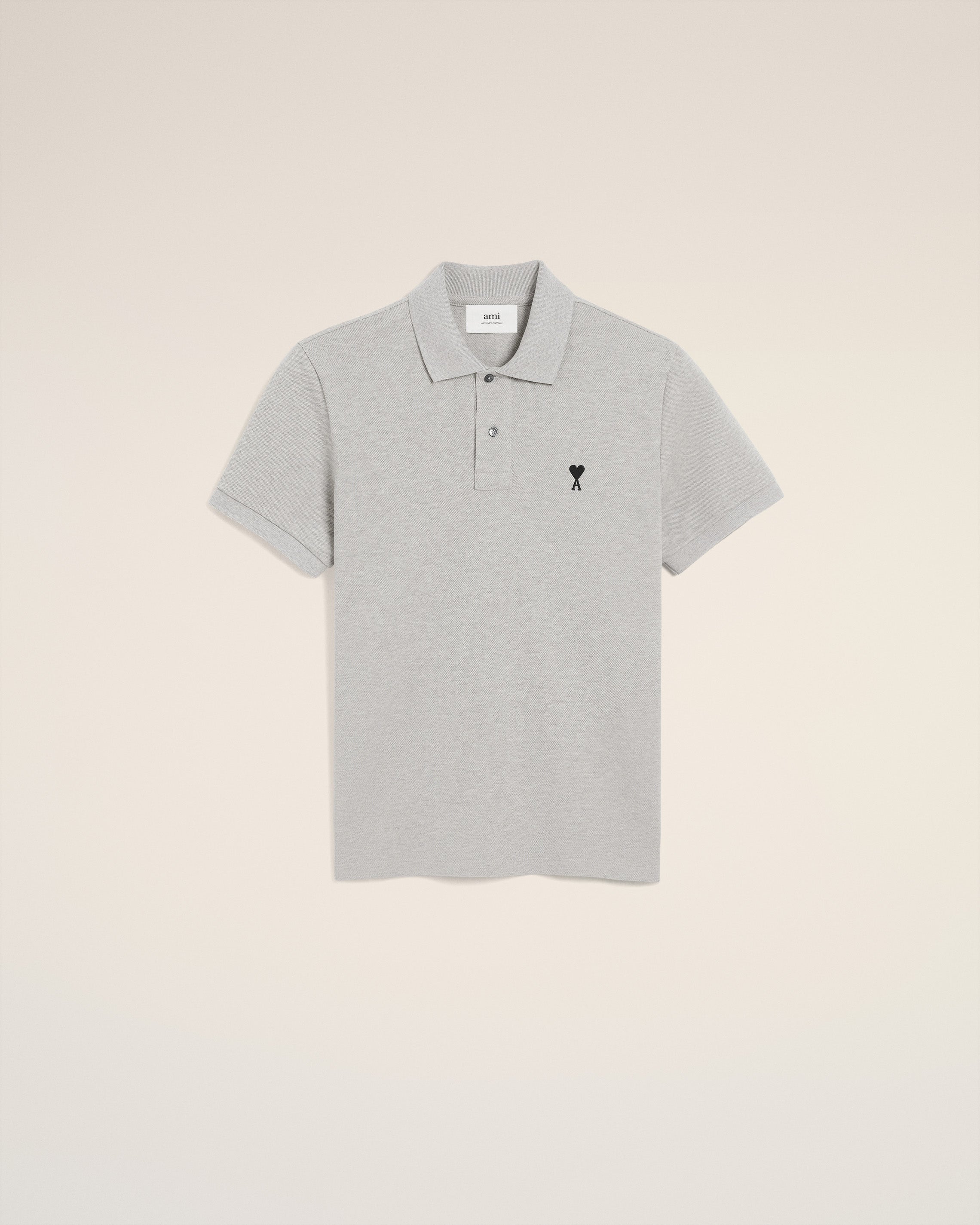 Grey Cotton Contrasted Ami De Coeur Polo Shirt HEATHER ASH GREY