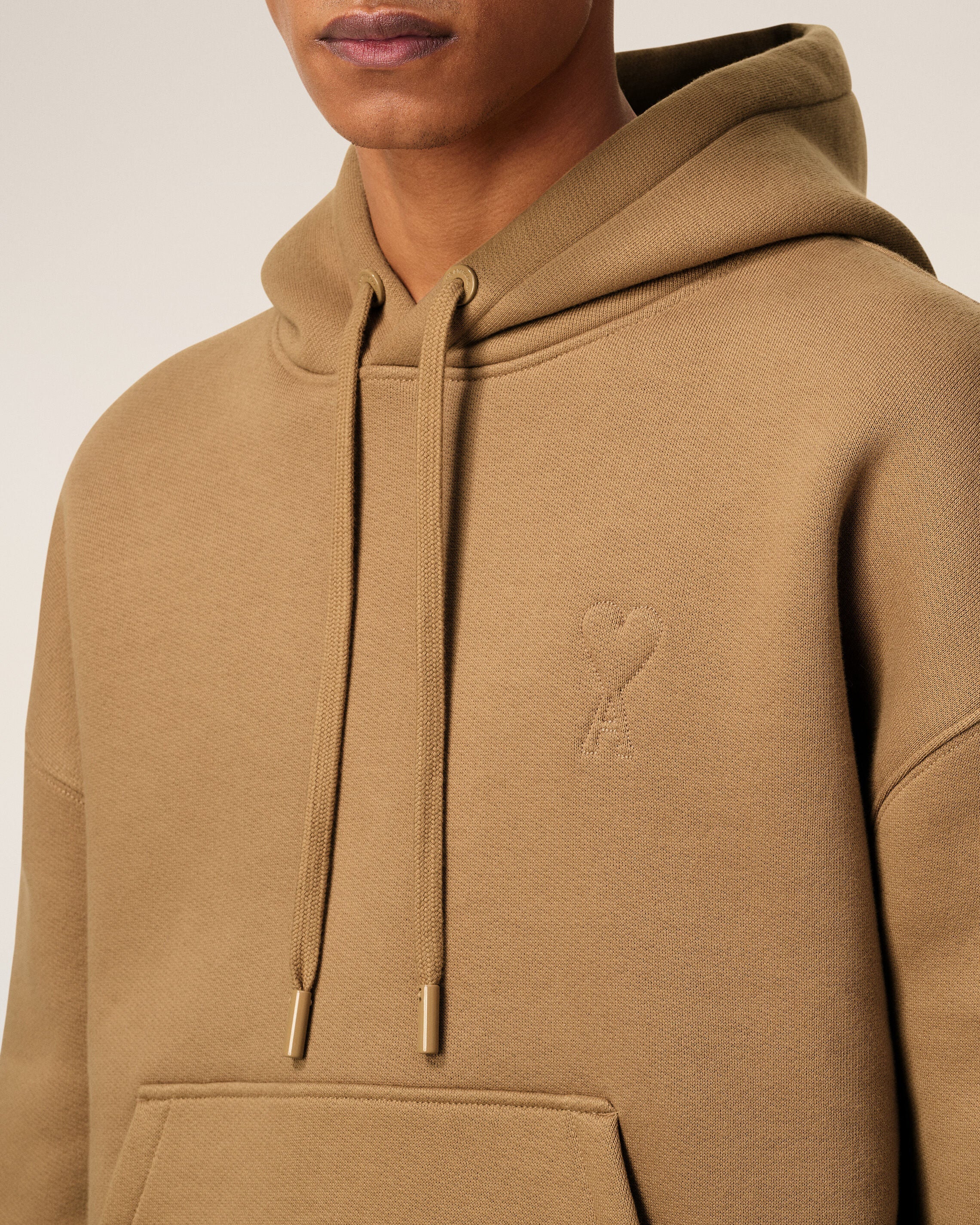 Brown Cotton Ami De Coeur Hoodie CAMEL