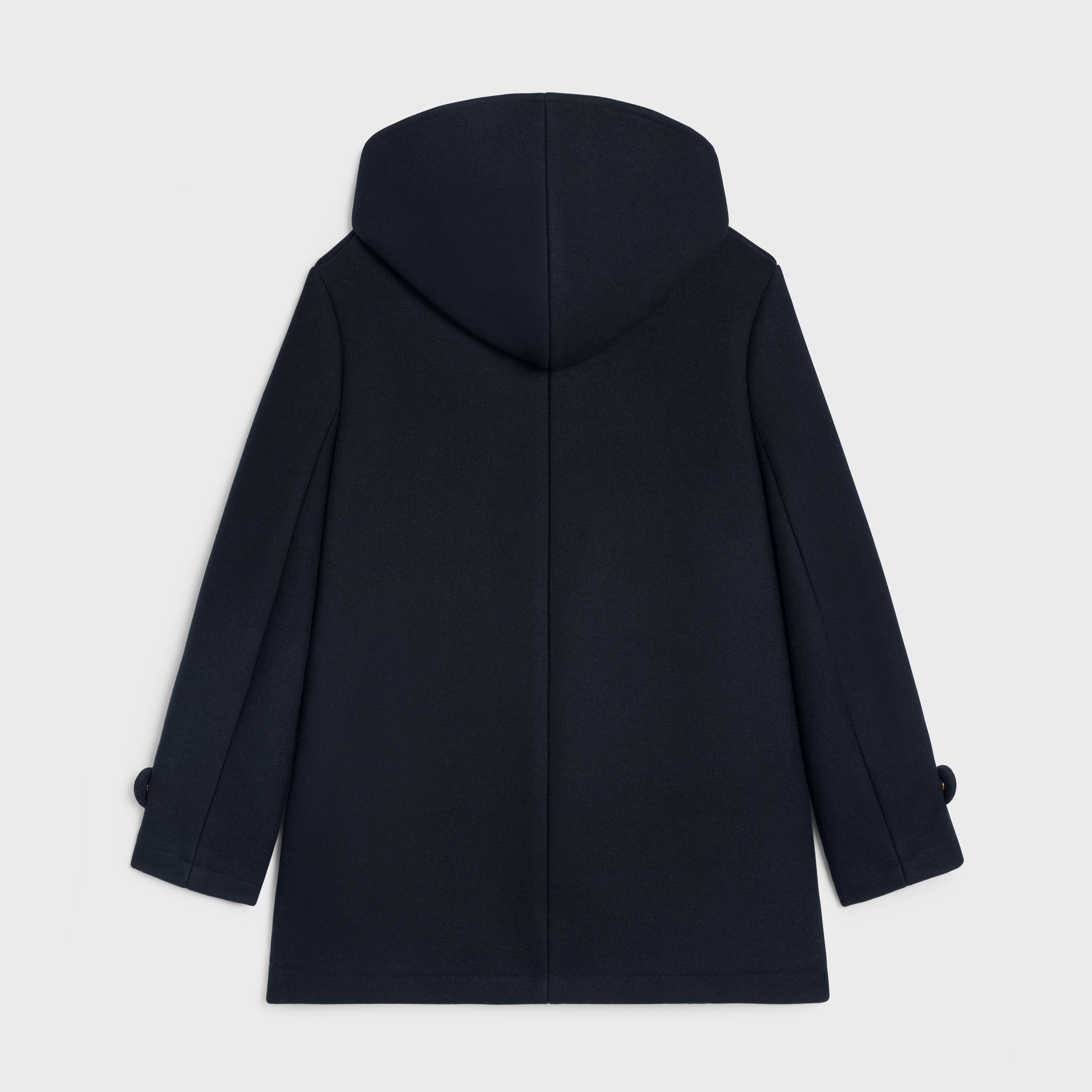 HOODED TRIOMPHE COAT IN WOOL FELT - NAVY