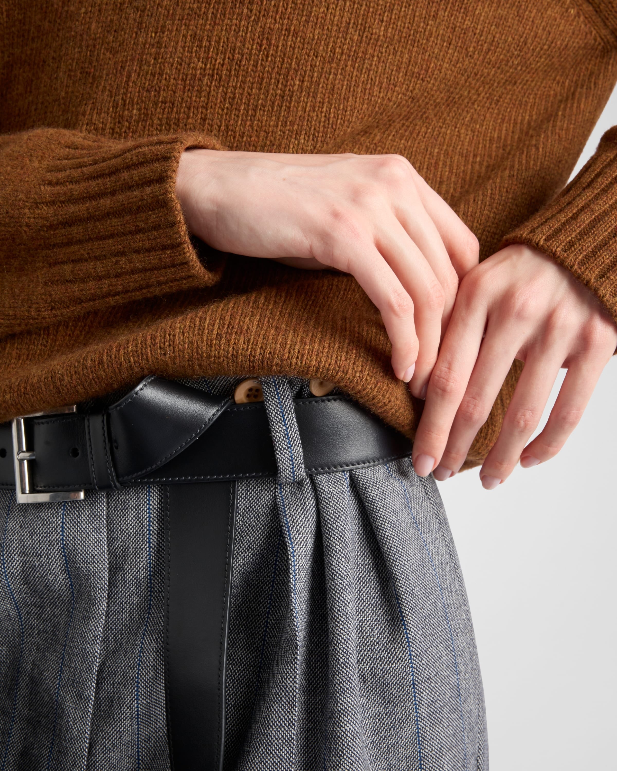 Wool and cashmere crew-neck sweater Tobacco
