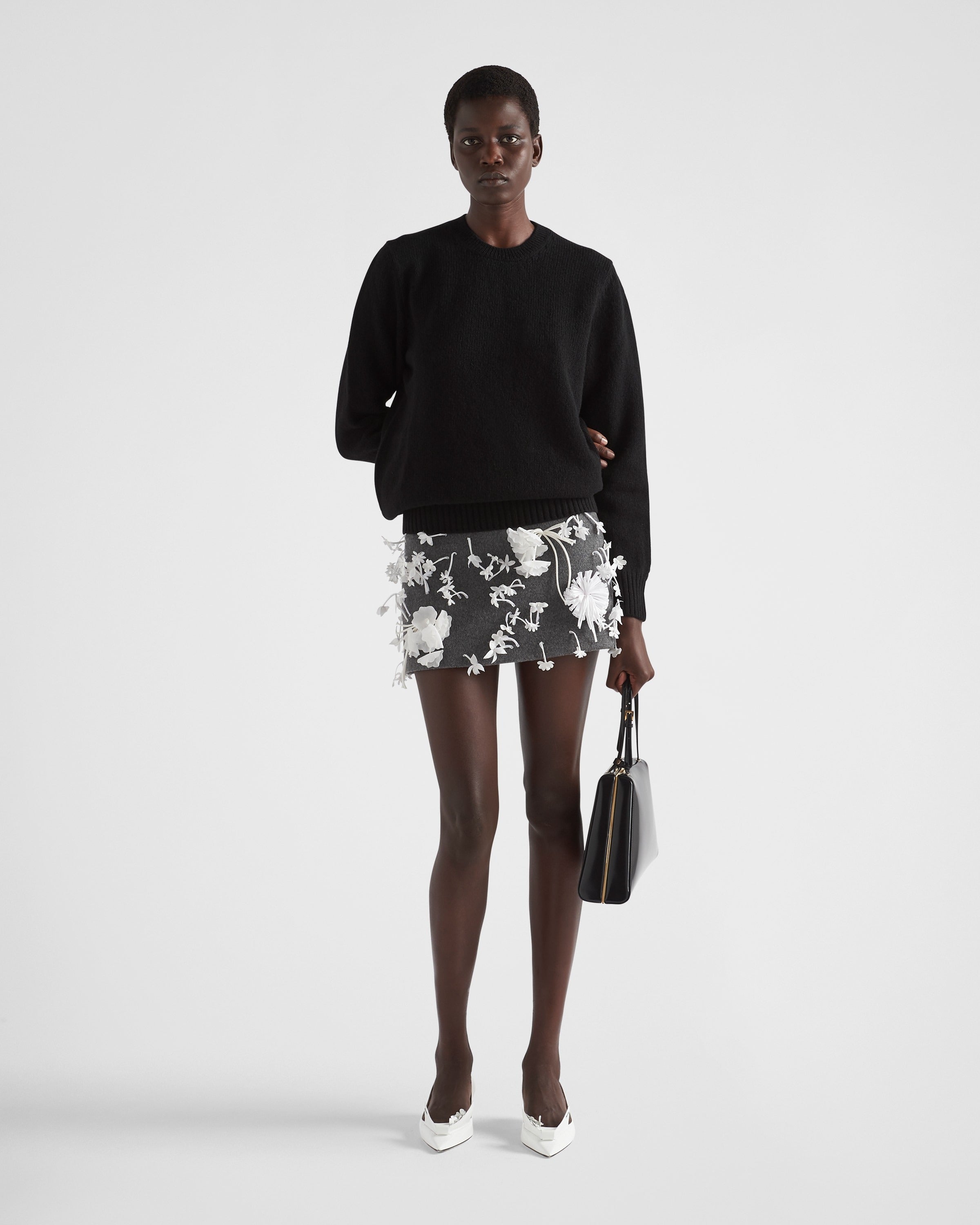 Wool and cashmere crew-neck sweater Black