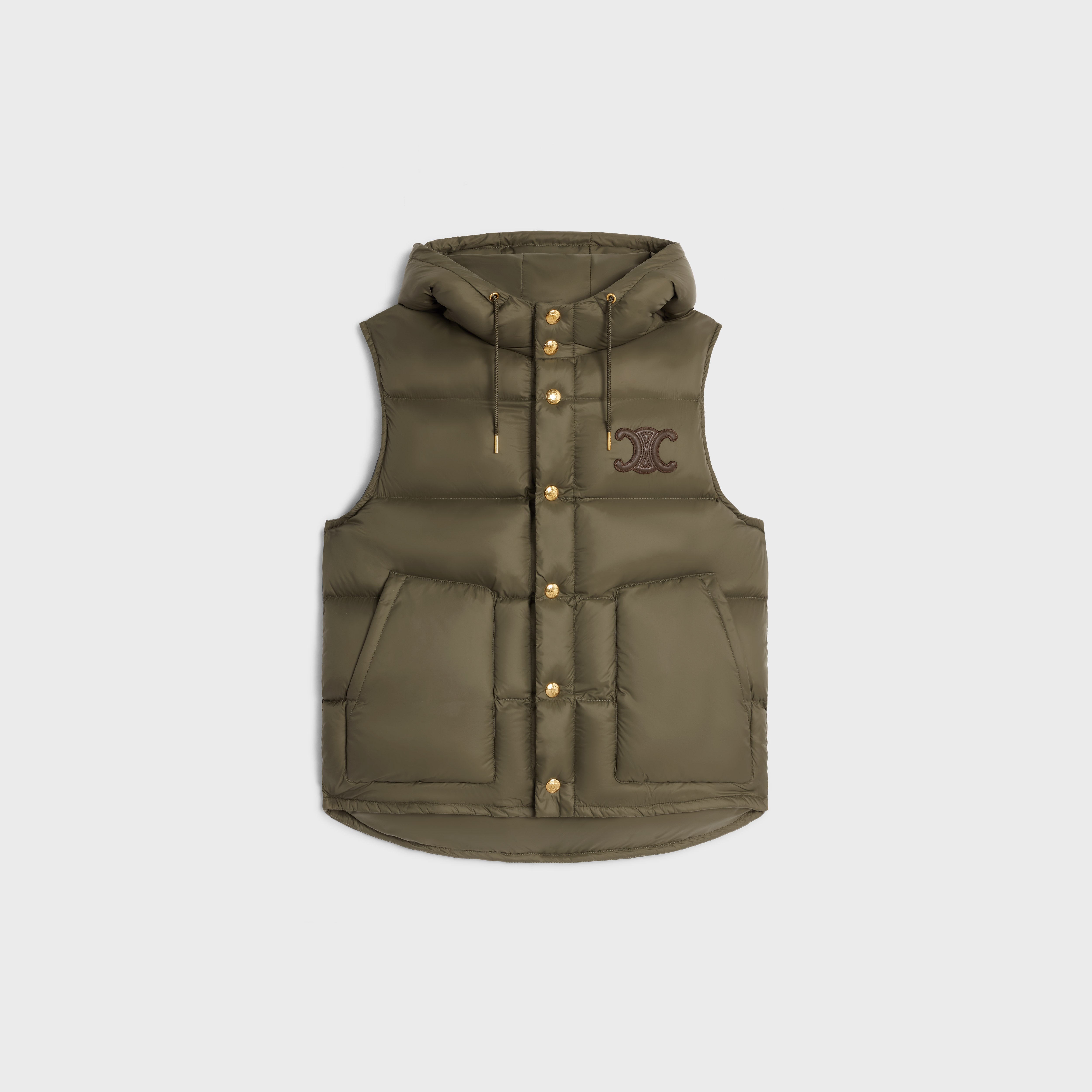 SLEEVELESS DOWN JACKET IN LIGHTWEIGHT NYLON - KAKI LIGHT