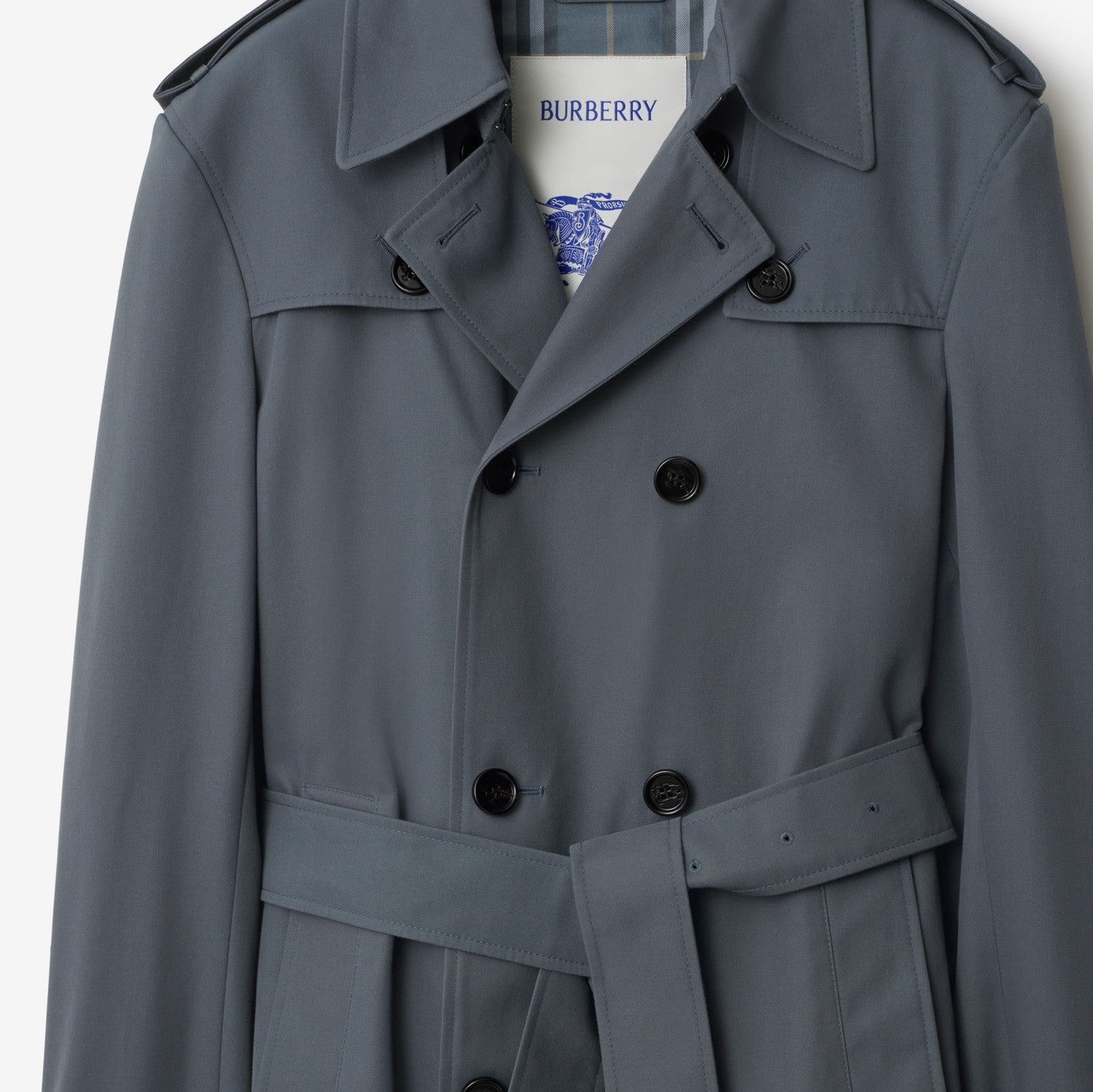 Short Gabardine Trench Coat - Magnet