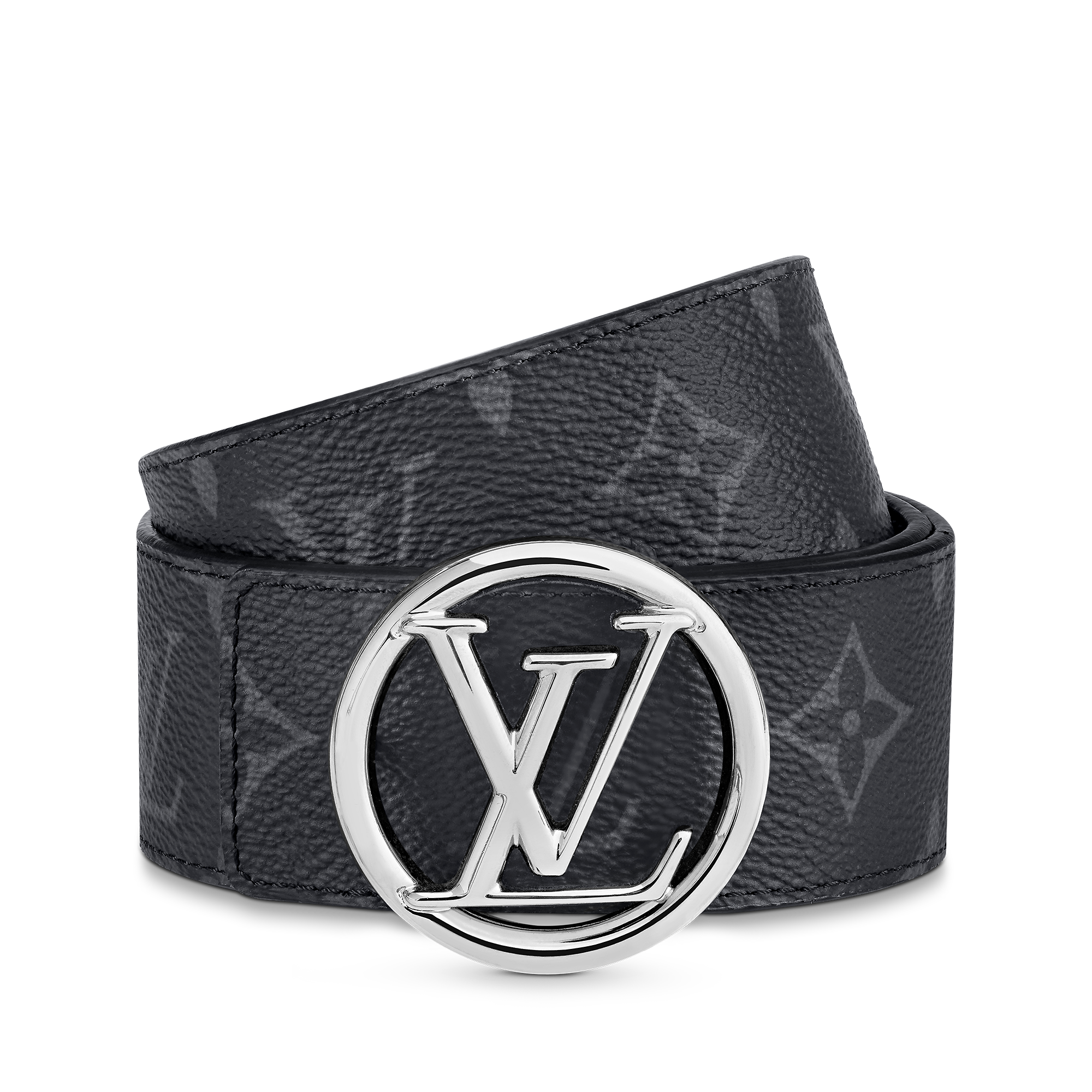 LV Circle 40mm Reversible Belt Monogram Eclipse Canvas - Black Grey