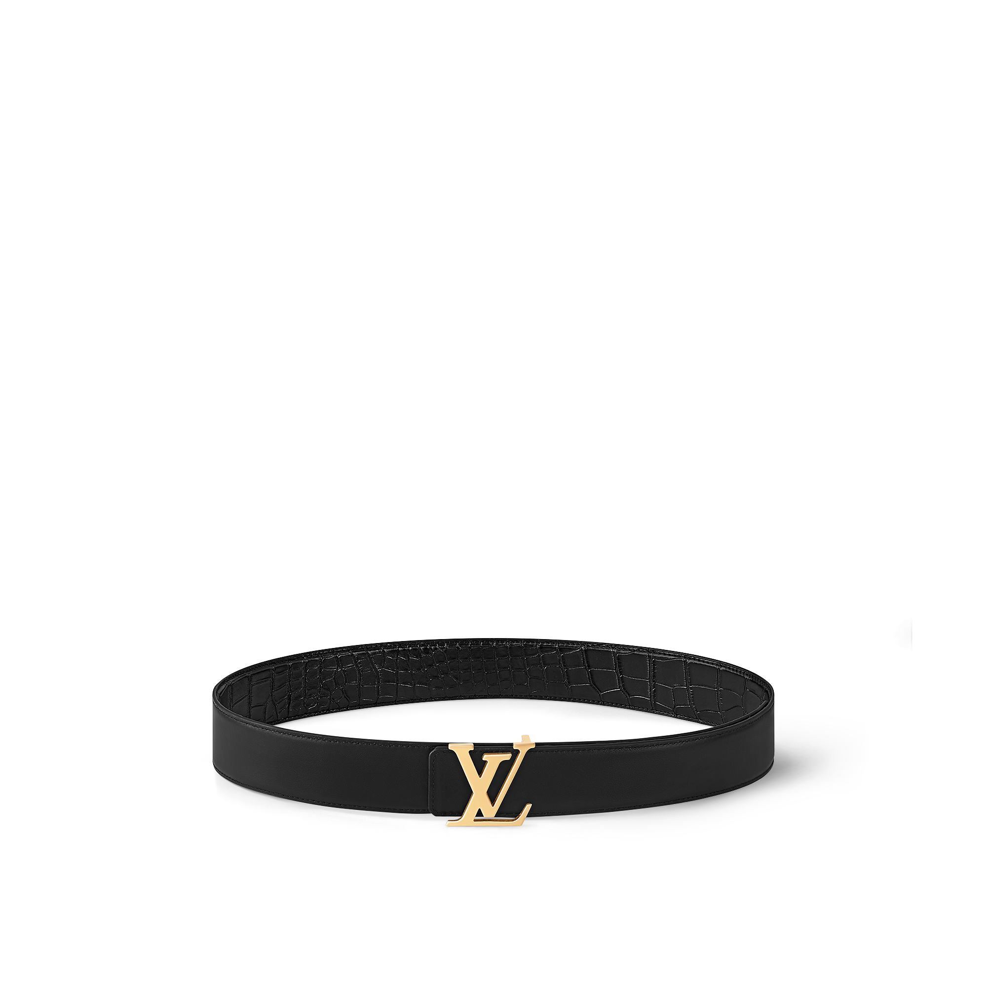 LV Initiales 40mm Reversible Belt Crocodilien Brillant