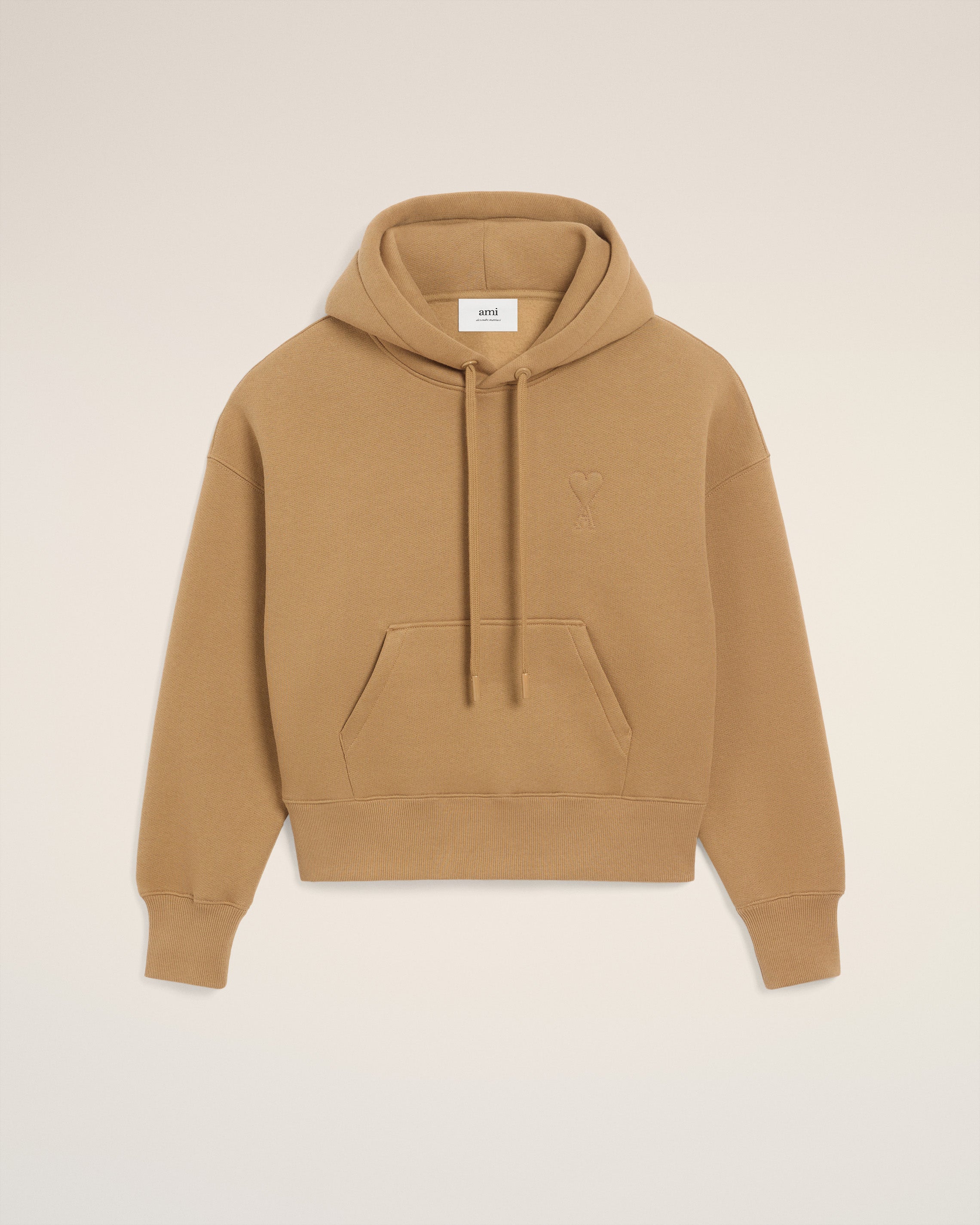 Brown Cotton Ami De Coeur Hoodie CAMEL