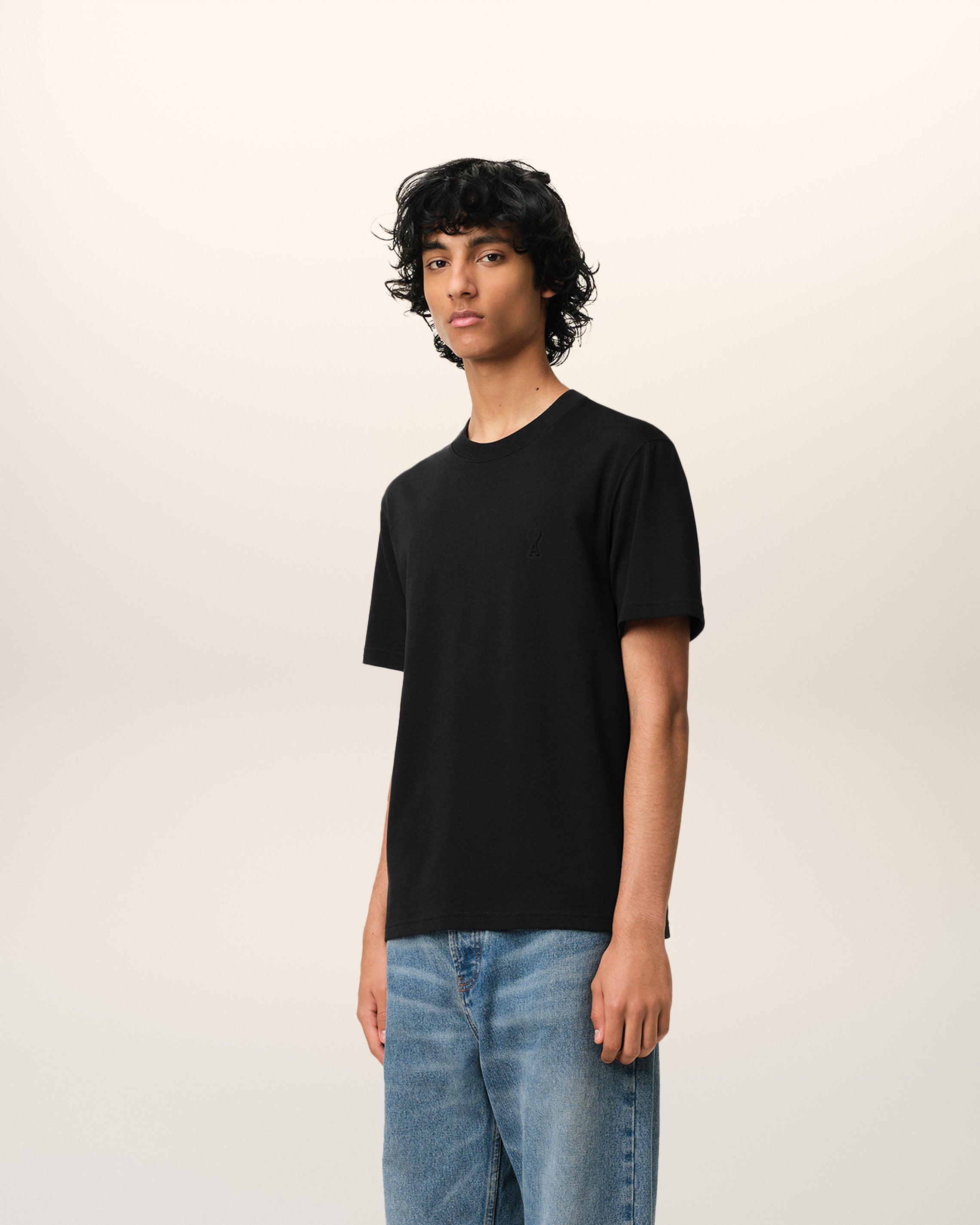 BLACK COTTON AMI DE COEUR T-SHIRT BLACK