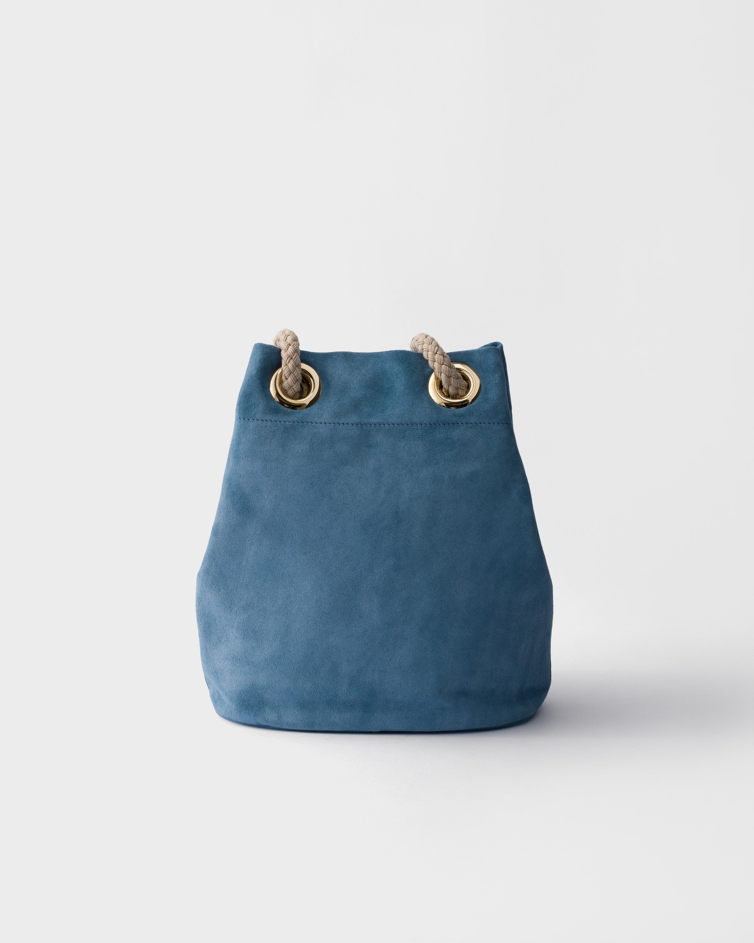 Small Prada Mariner suede bucket bag Astral Blue