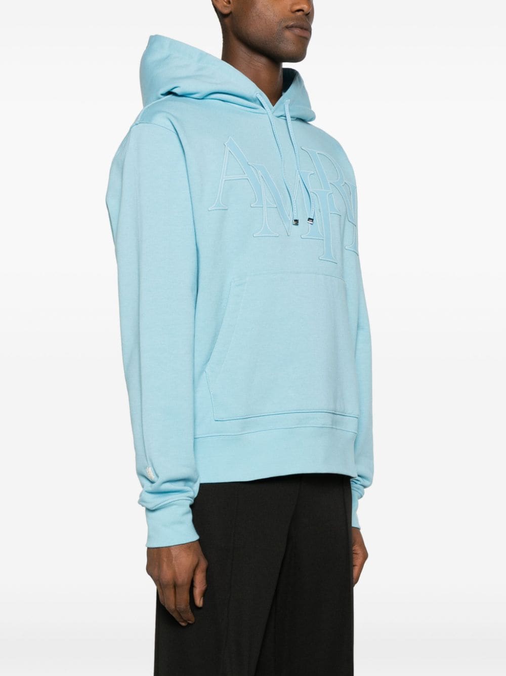 Staggered logo-appliqué cotton hoodie