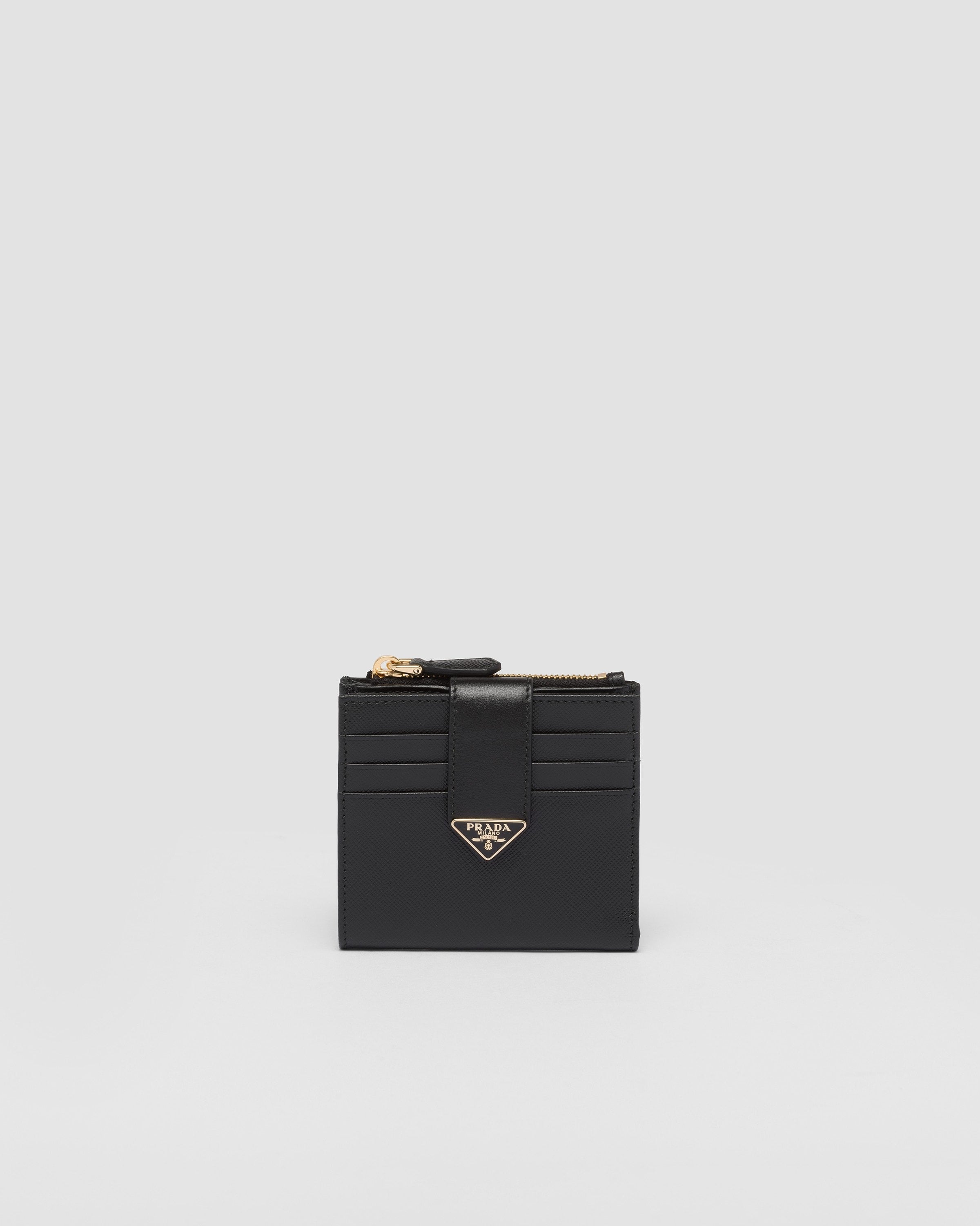 Small Saffiano and smooth leather wallet Black