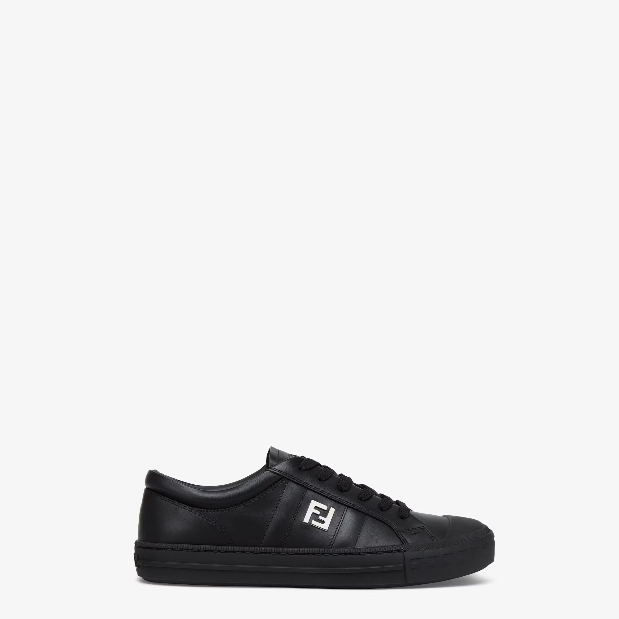 Domino Trainers Black Leather Low-Tops
