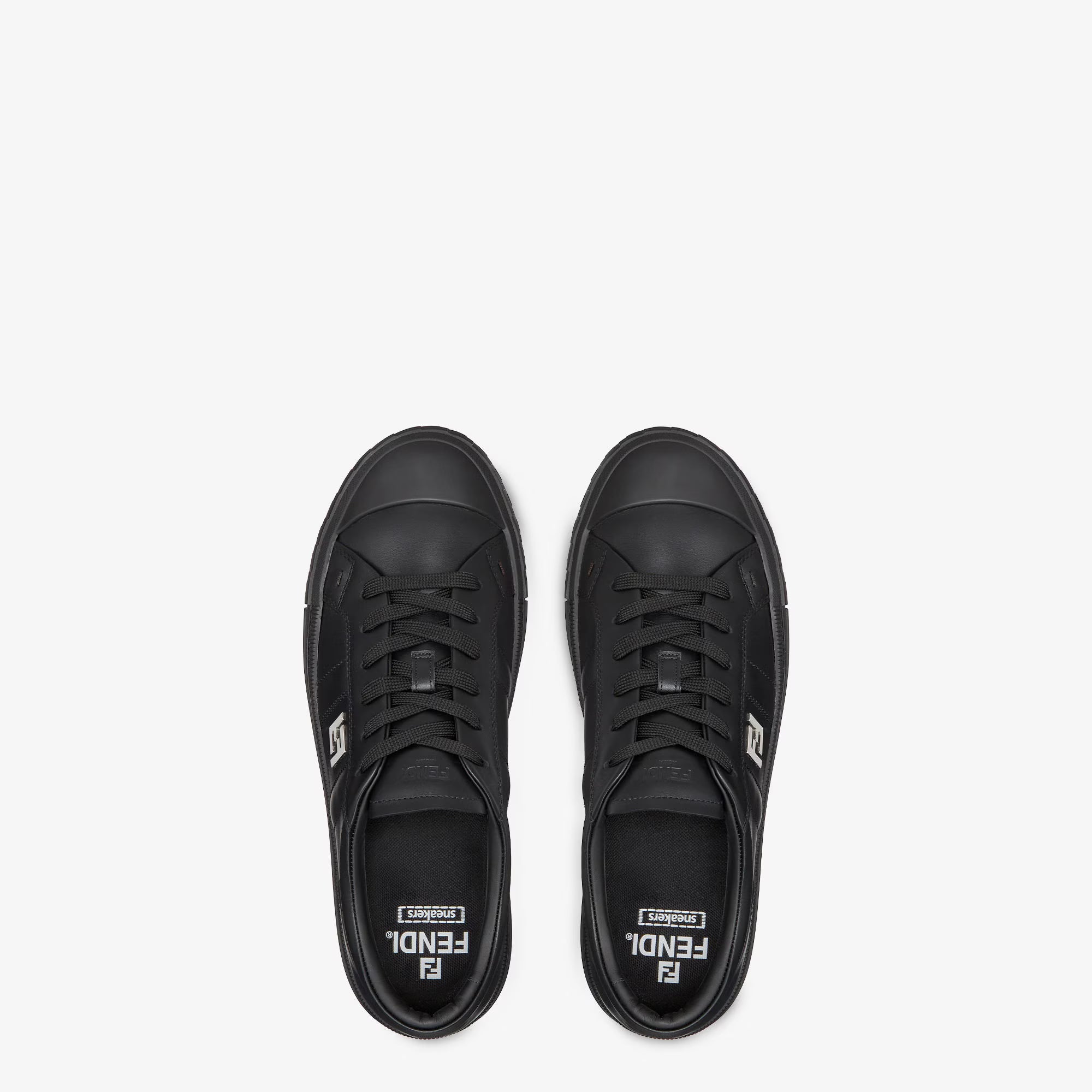 Domino Trainers Black Leather Low-Tops