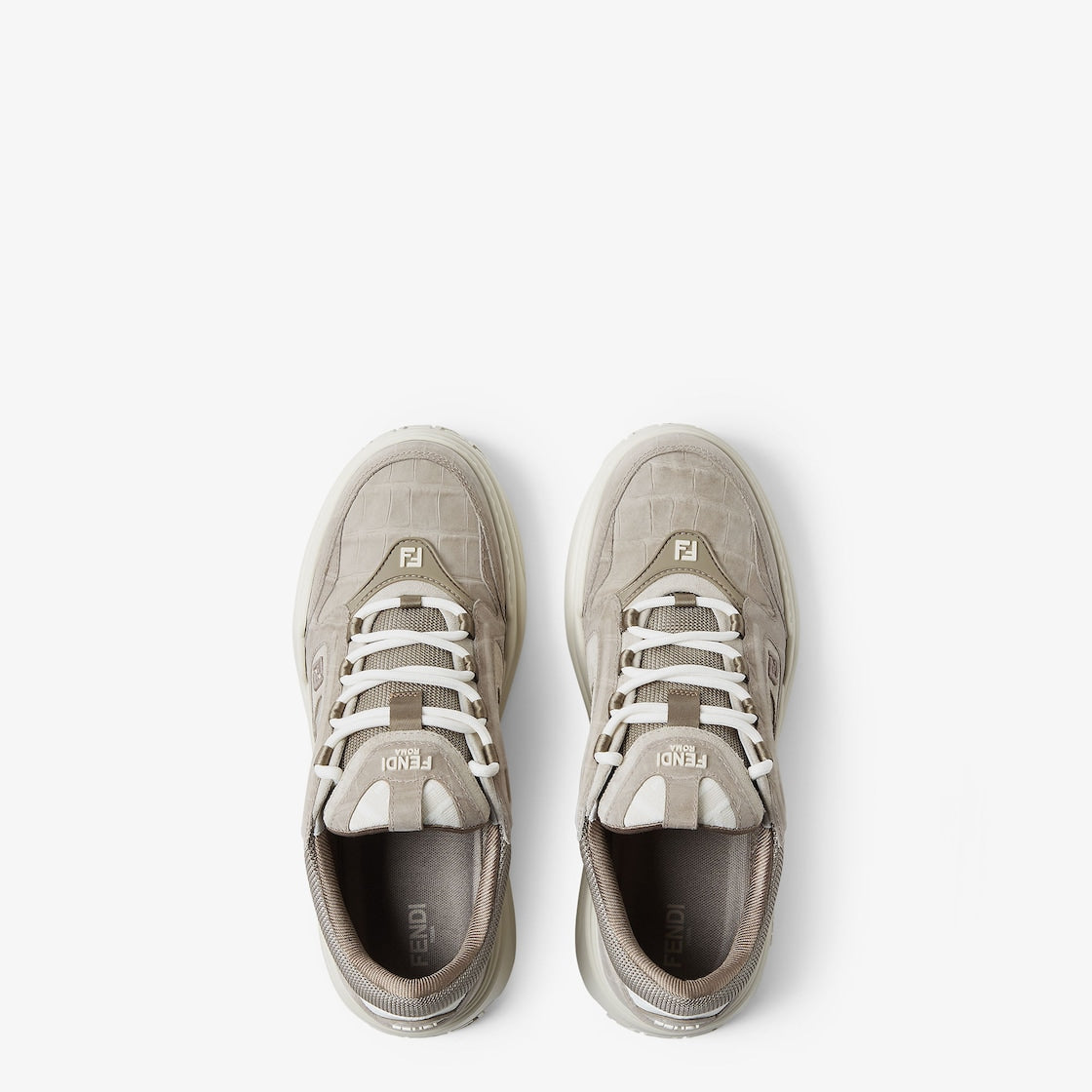 Fendi Force Trainers Grey Leather Low-Tops