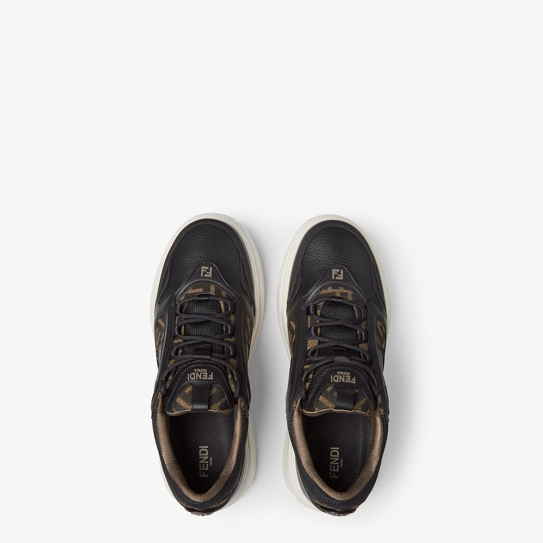 Fendi Force Trainers Black Leather Low-Tops
