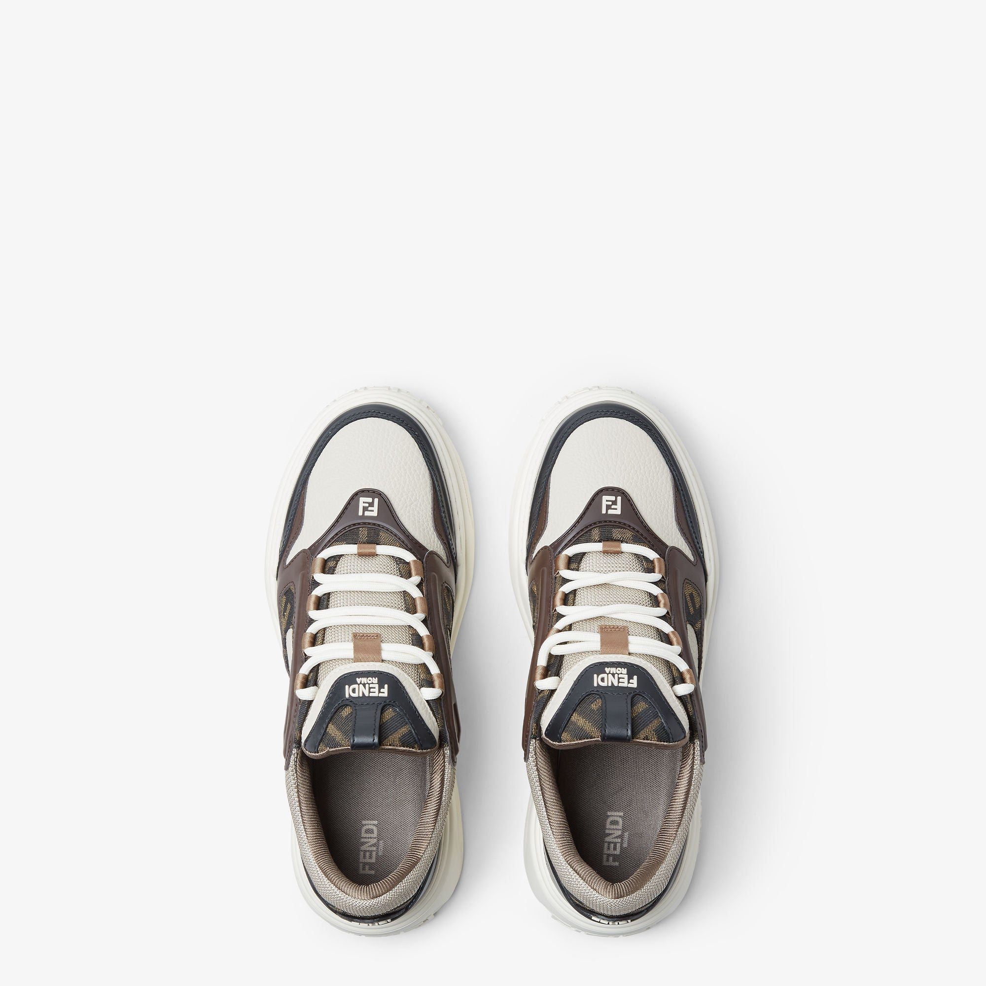 Fendi Force Trainers Brown Leather Low-Tops
