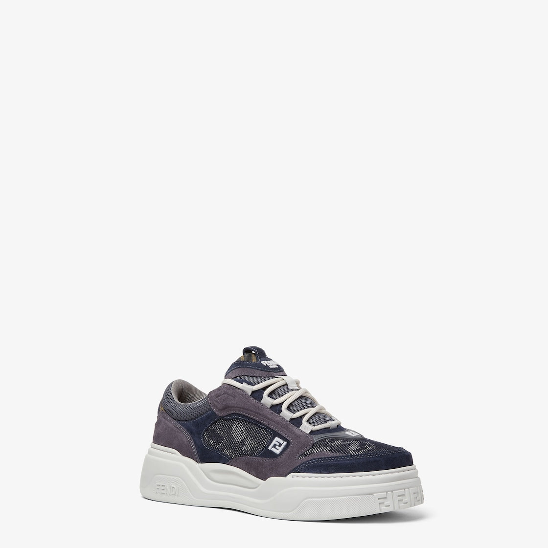 Fendi Force Trainers Denim and Grey Leather Low-Tops