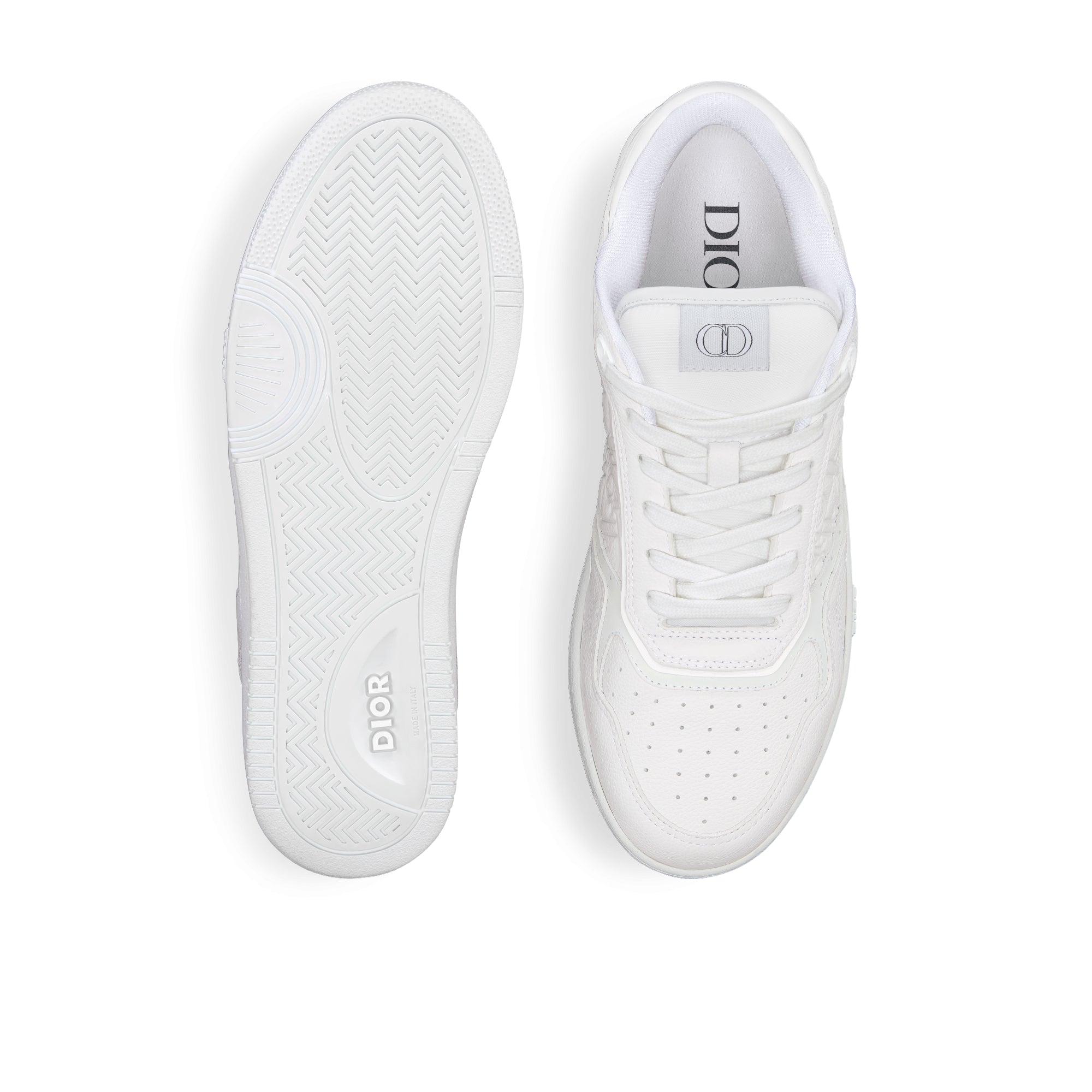 B27 Low-Top Sneaker - White Grained Calfskin and White Dior Gravity Leather