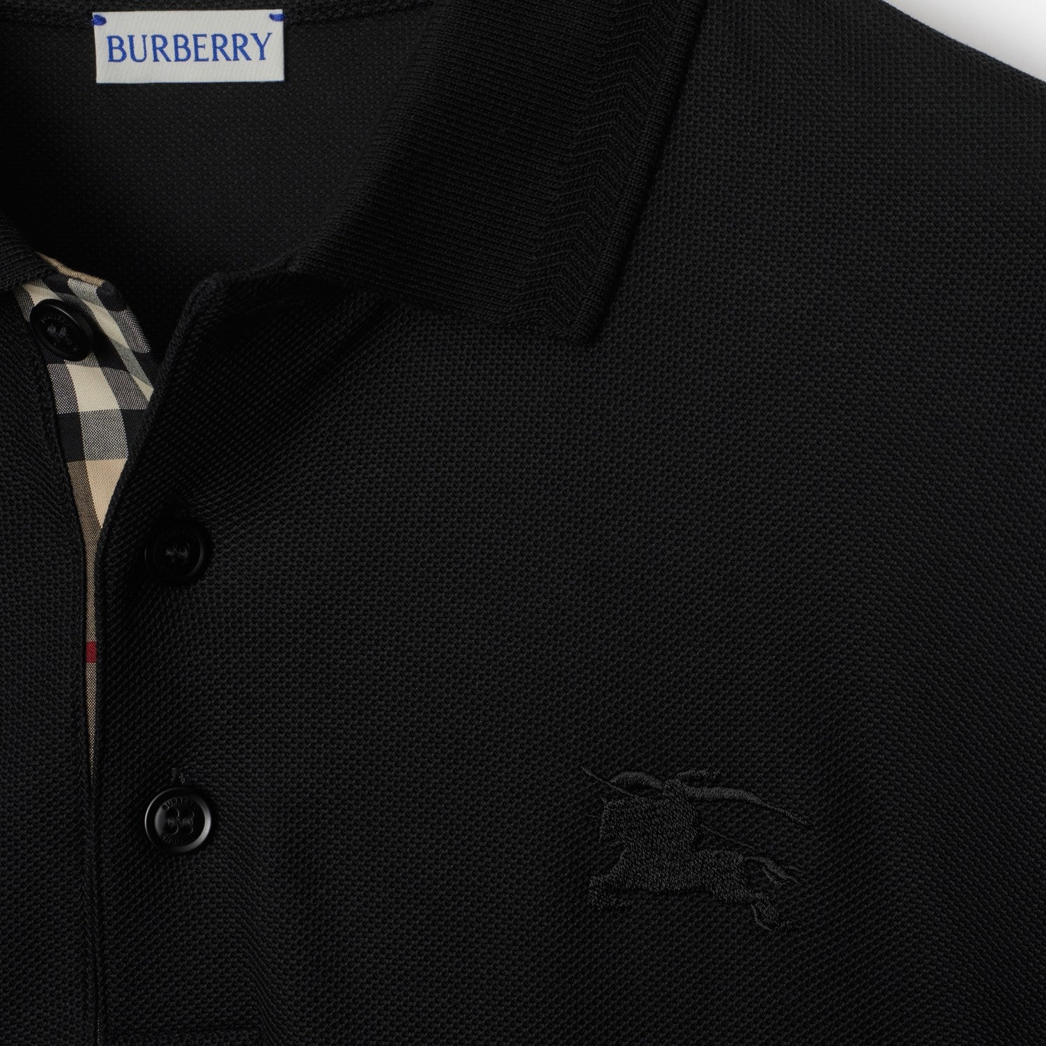 Long-sleeve Cotton Polo Shirt - Black