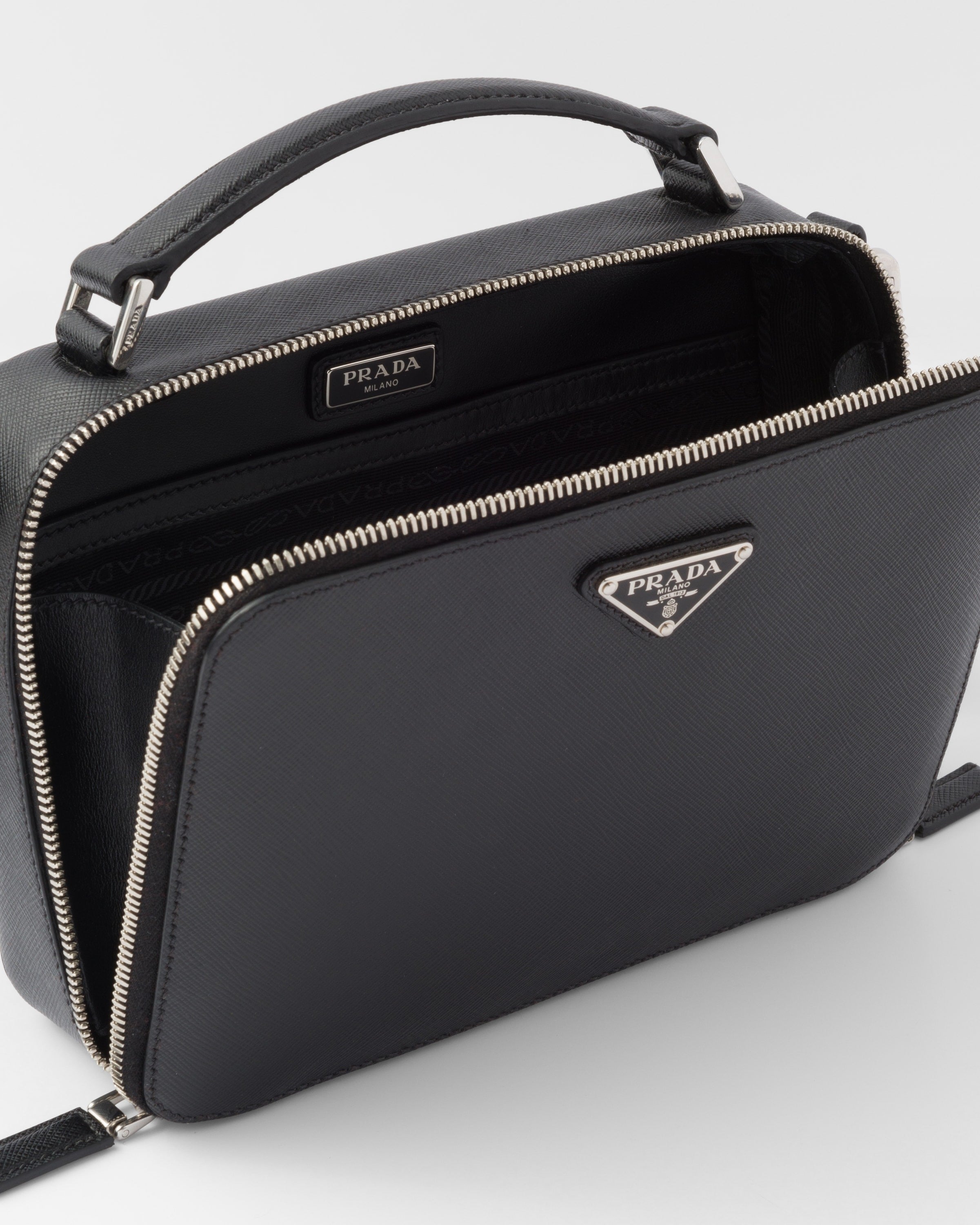 Medium Prada Brique Saffiano leather bag Black