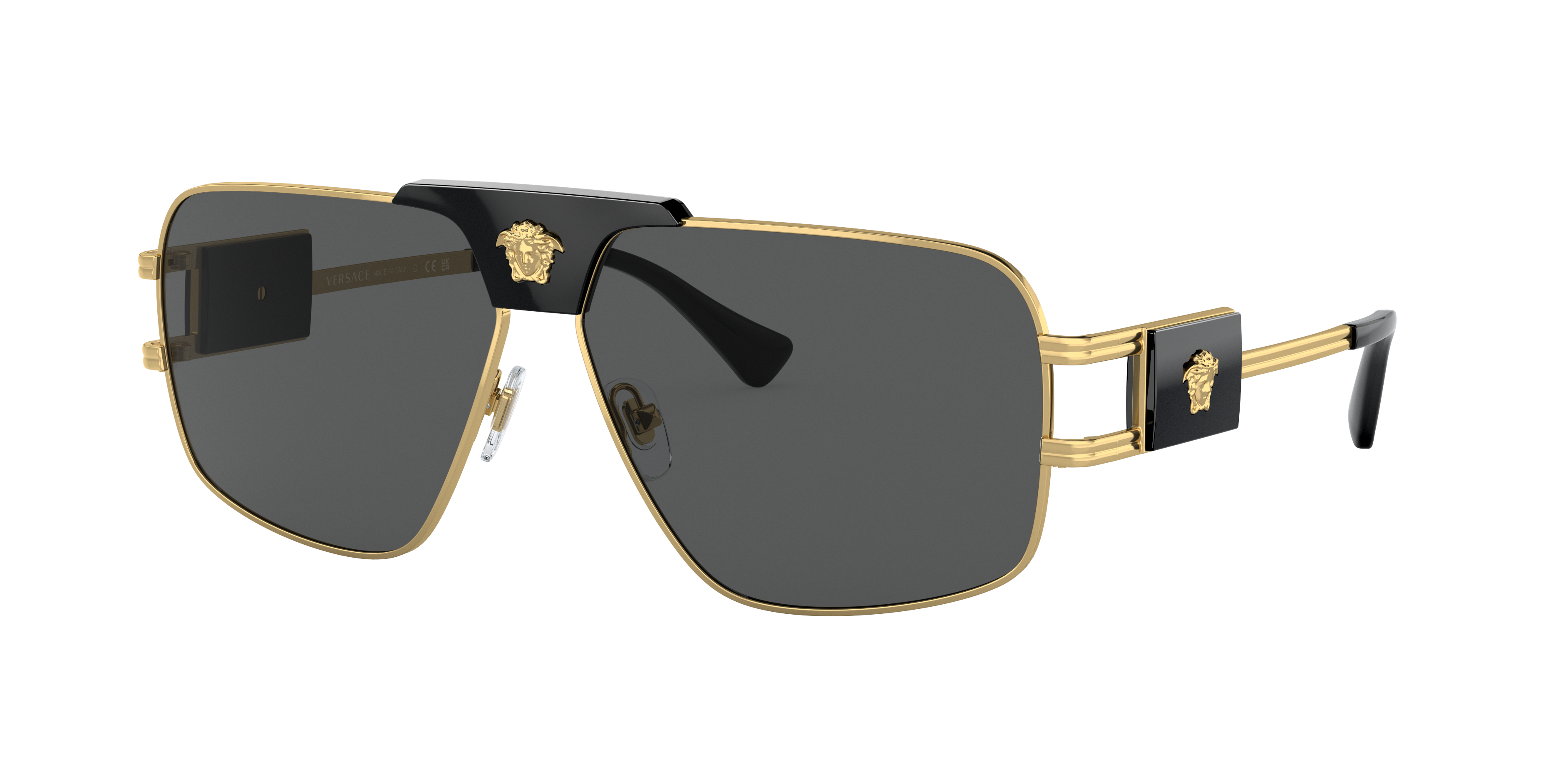 VERSACE VE2251 Gunmetal - Men Luxury Sunglasses, Green Lens