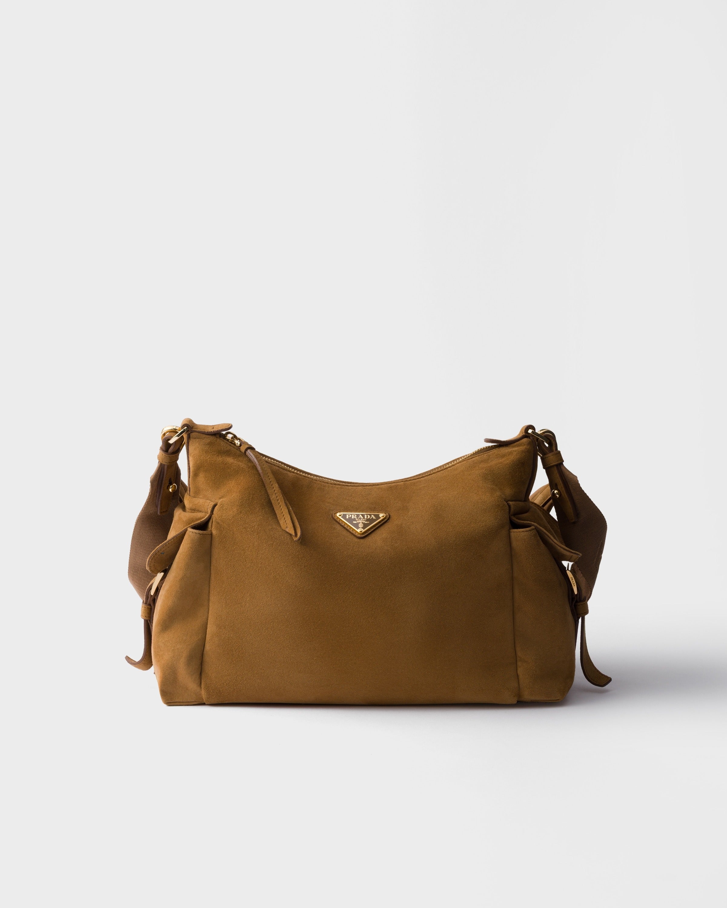 Large Prada Explore suede bag Cinnamon
