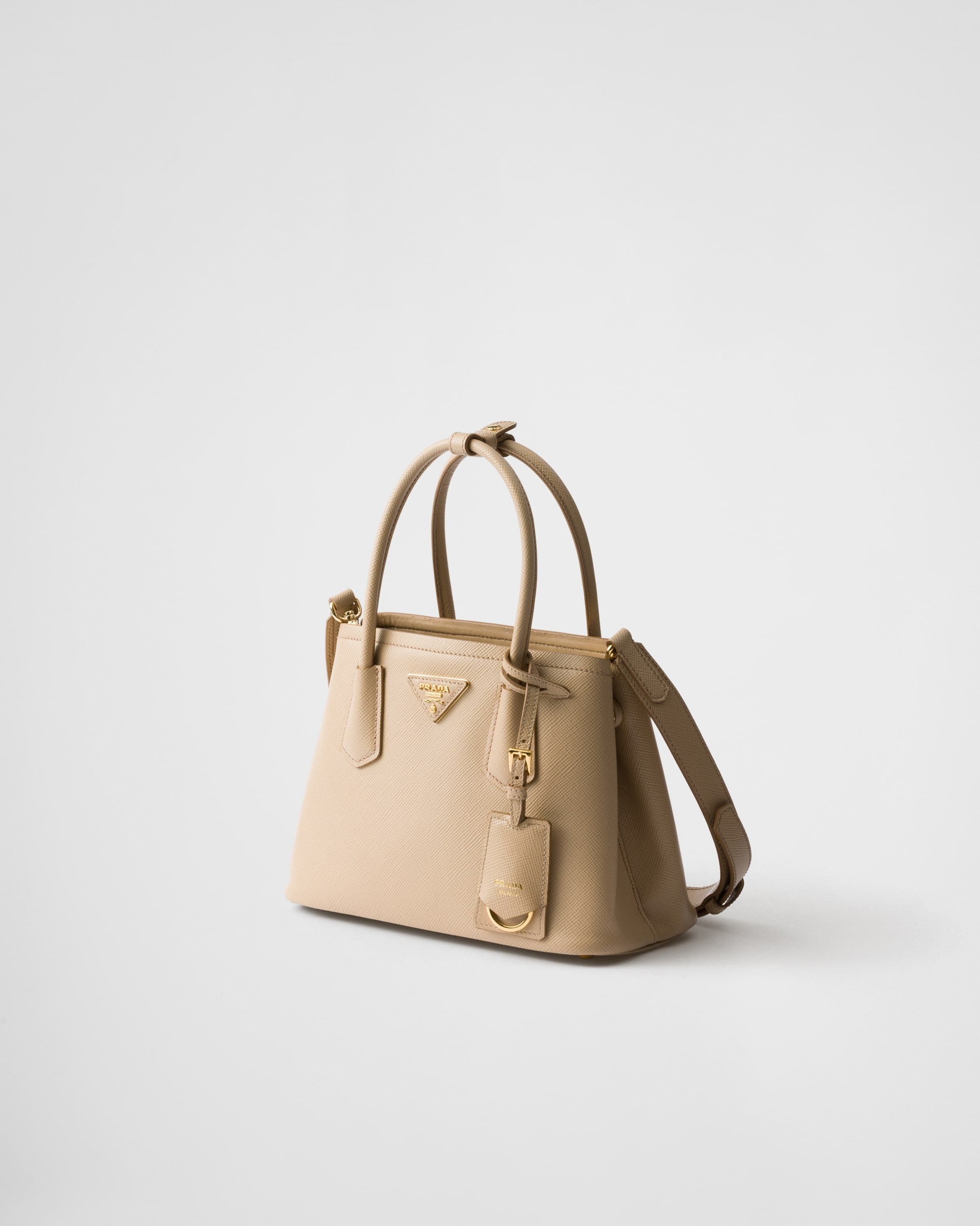 Small Prada Double Saffiano leather bag Sand Beige