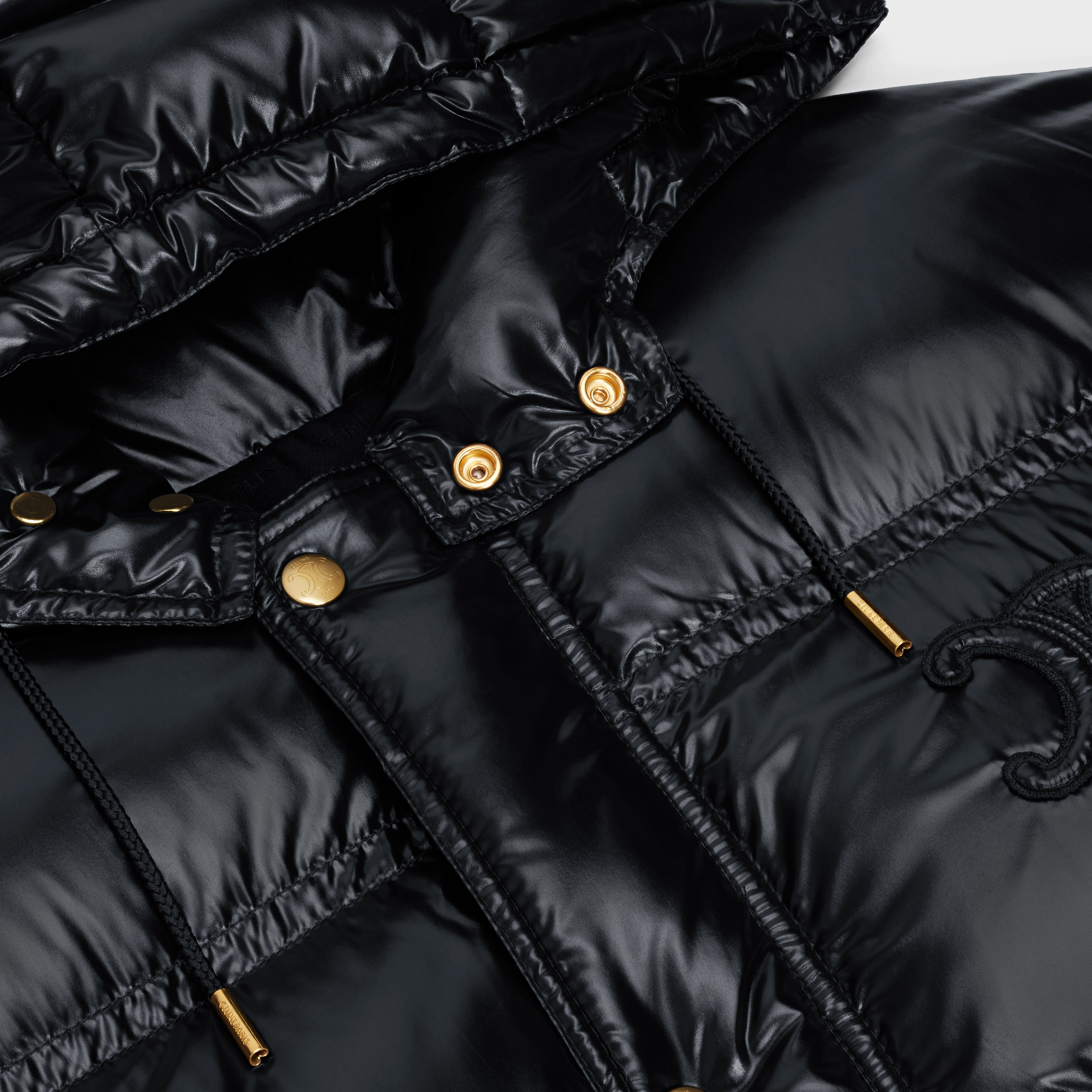 CROPPED TRIOMPHE DOWN JACKET IN LIGHTWEIGHT NYLON - BLACK