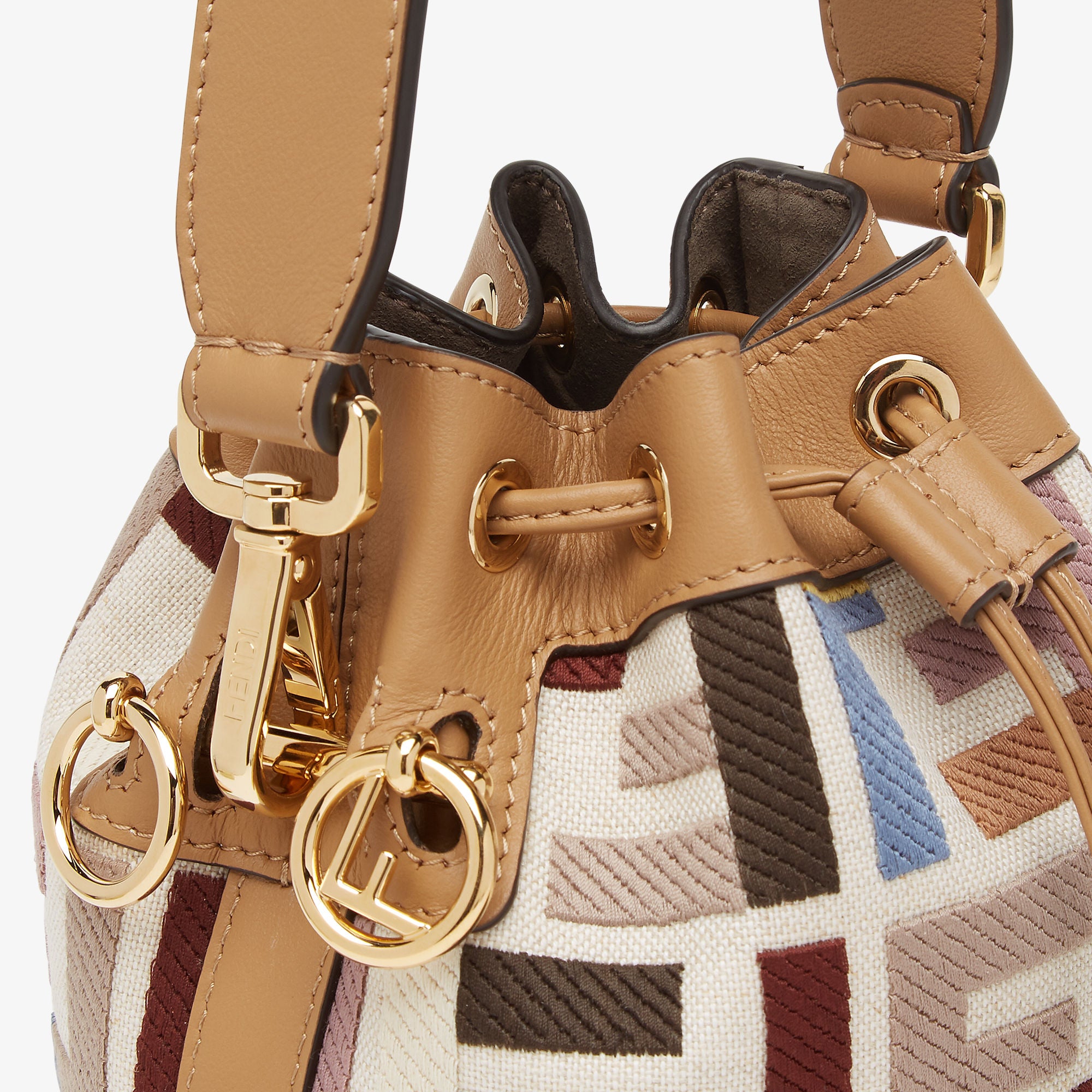Mon Tresor Multicolor canvas mini-bag with FF embroidery