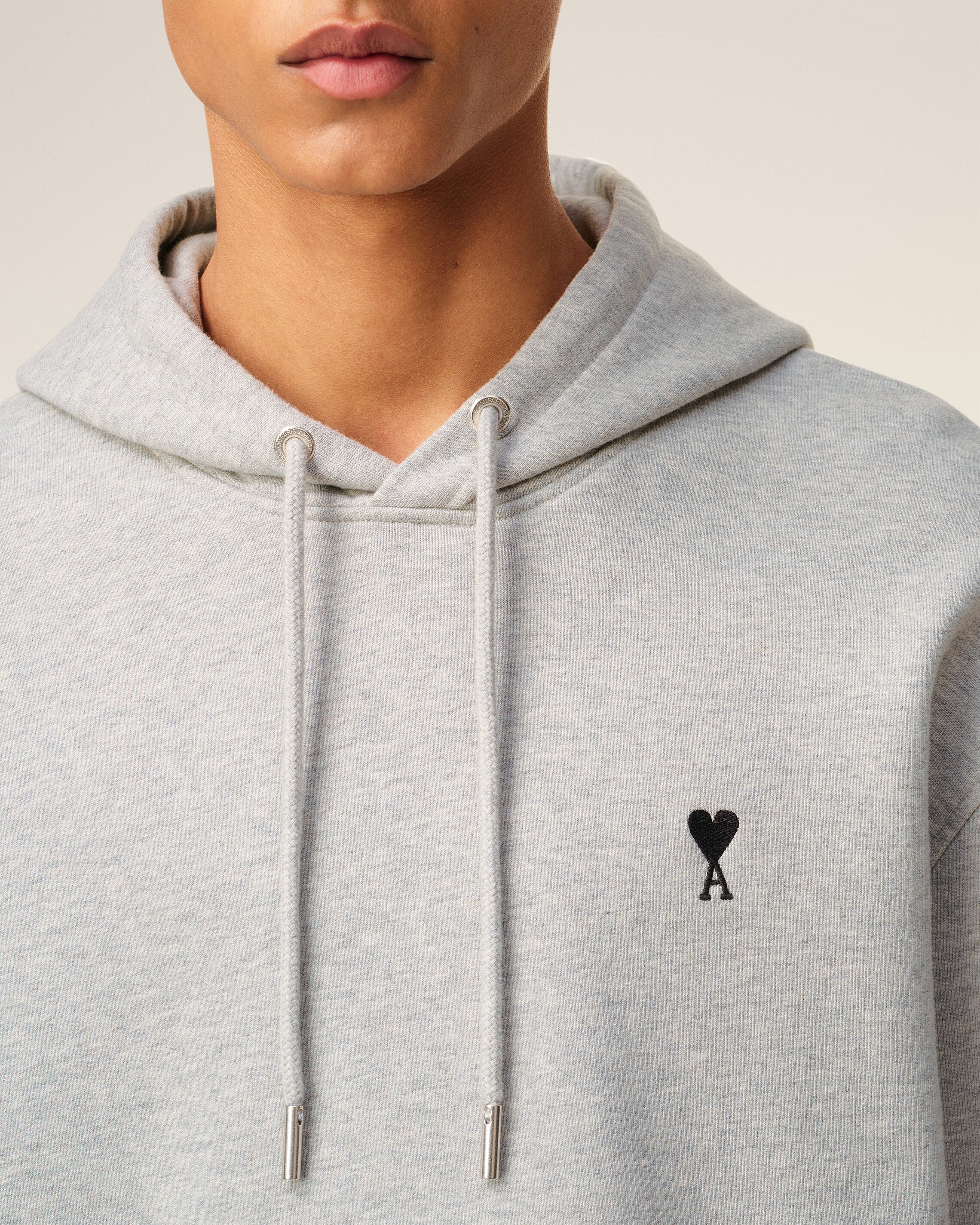 Grey Cotton Ami De Coeur Hoodie HEATHER ASH GREY