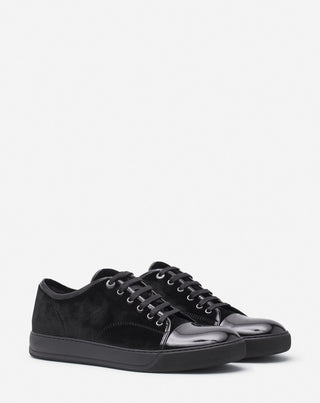 DBB1 SNEAKERS IN VELVET AND PATENT LEATHER - BLACK/BLACK