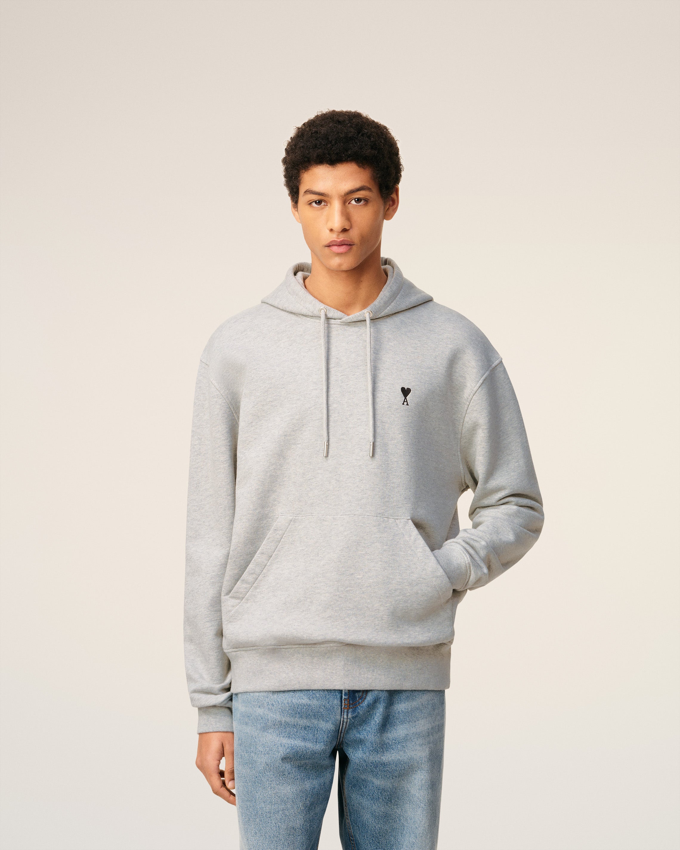 Grey Cotton Ami De Coeur Hoodie HEATHER ASH GREY