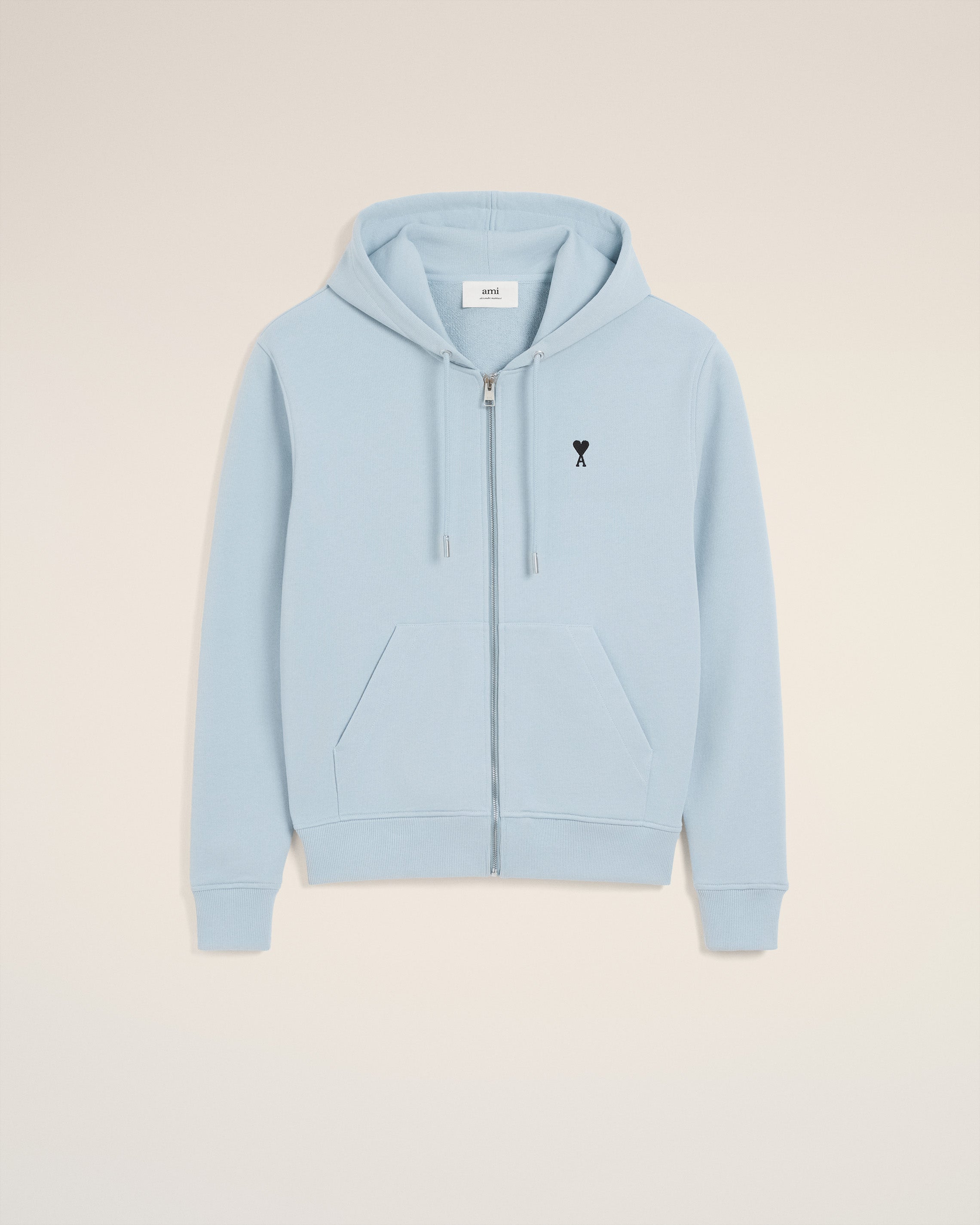 Blue Cotton Zipped Ami De Coeur Hoodie SKY
