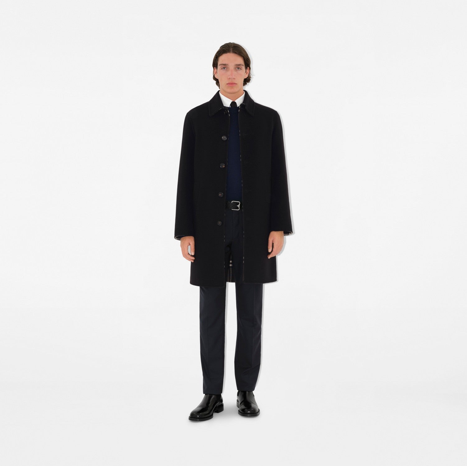 Mid-length Wool Car Coat - Black/snug