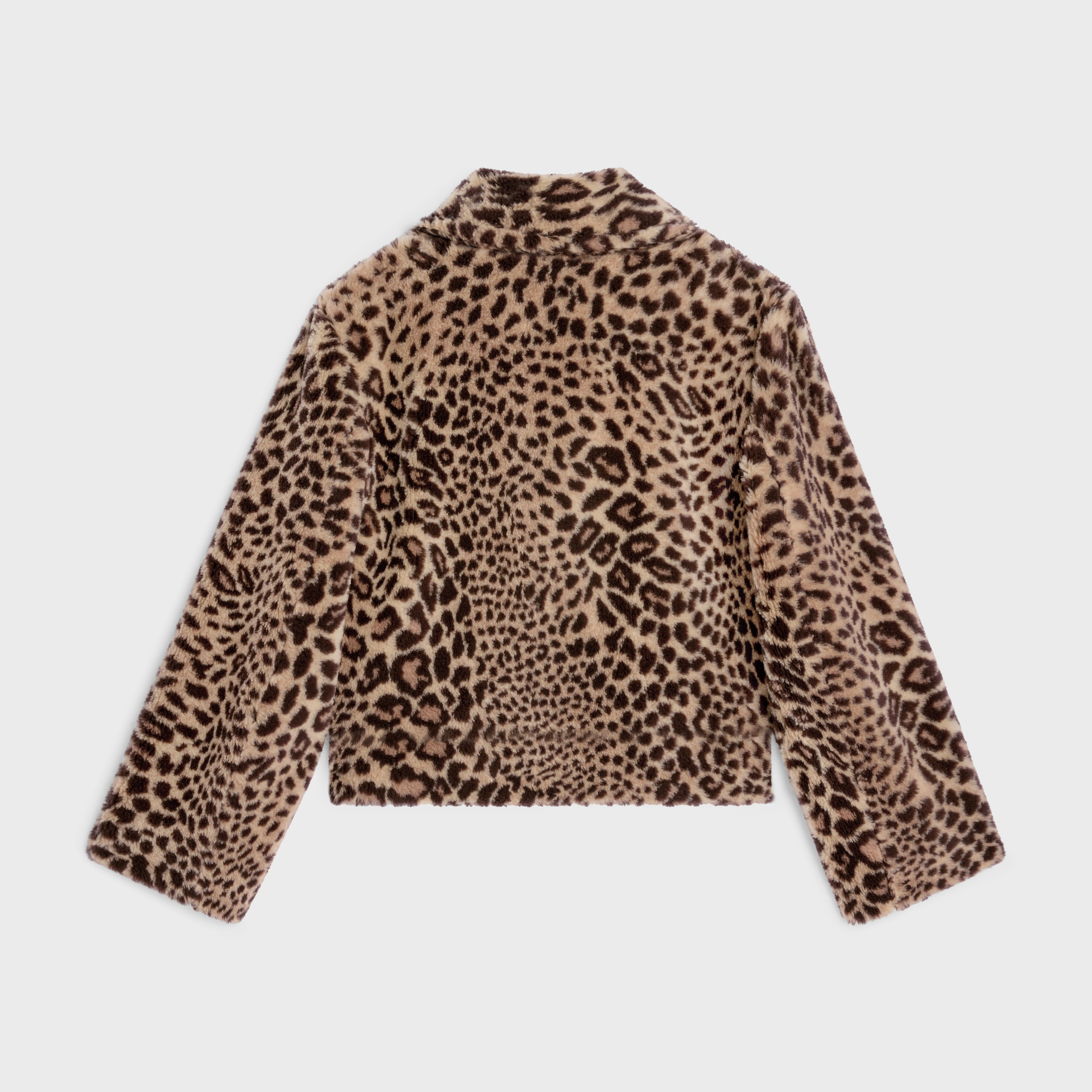 EGG-SHAPED PEACOAT IN FUR-EFFECT WOOL - LEOPARD