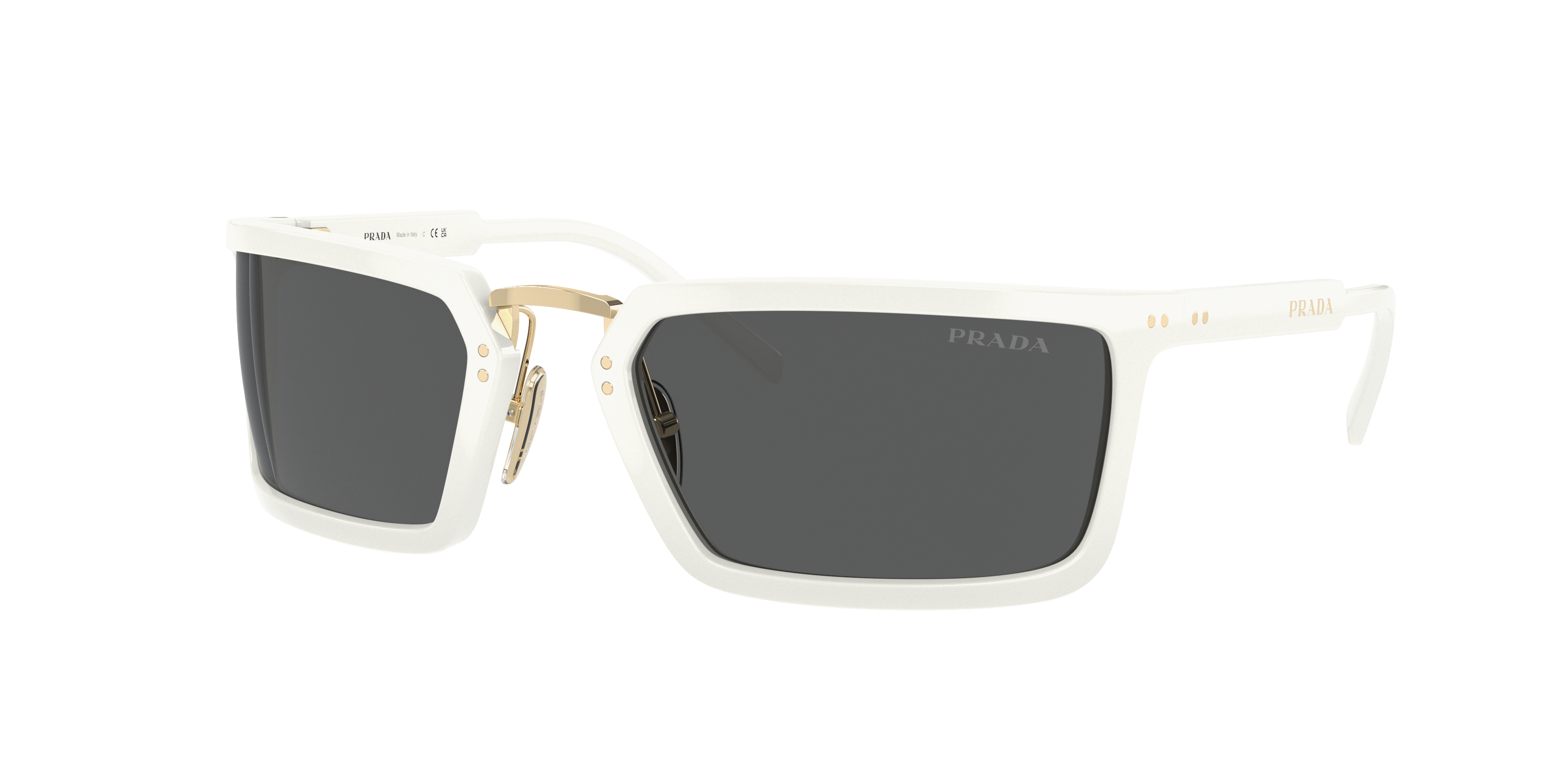 PRADA PR A11S White - Men Luxury Sunglasses, Dark Grey Lens