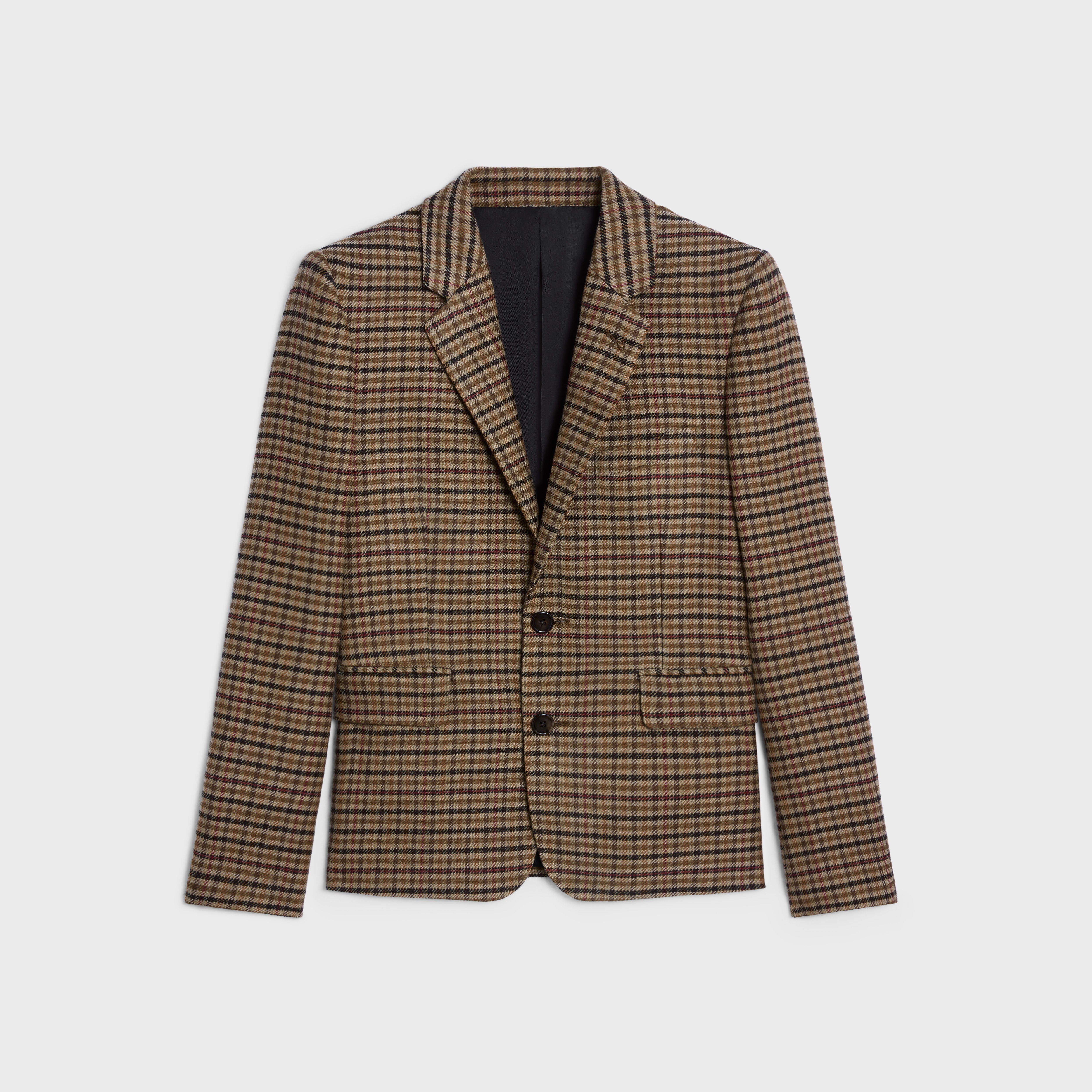 CAMPBELL JACKET IN DOUBLE FACED CHECK WOOL - BEIGE/NOISETTE/NOIR