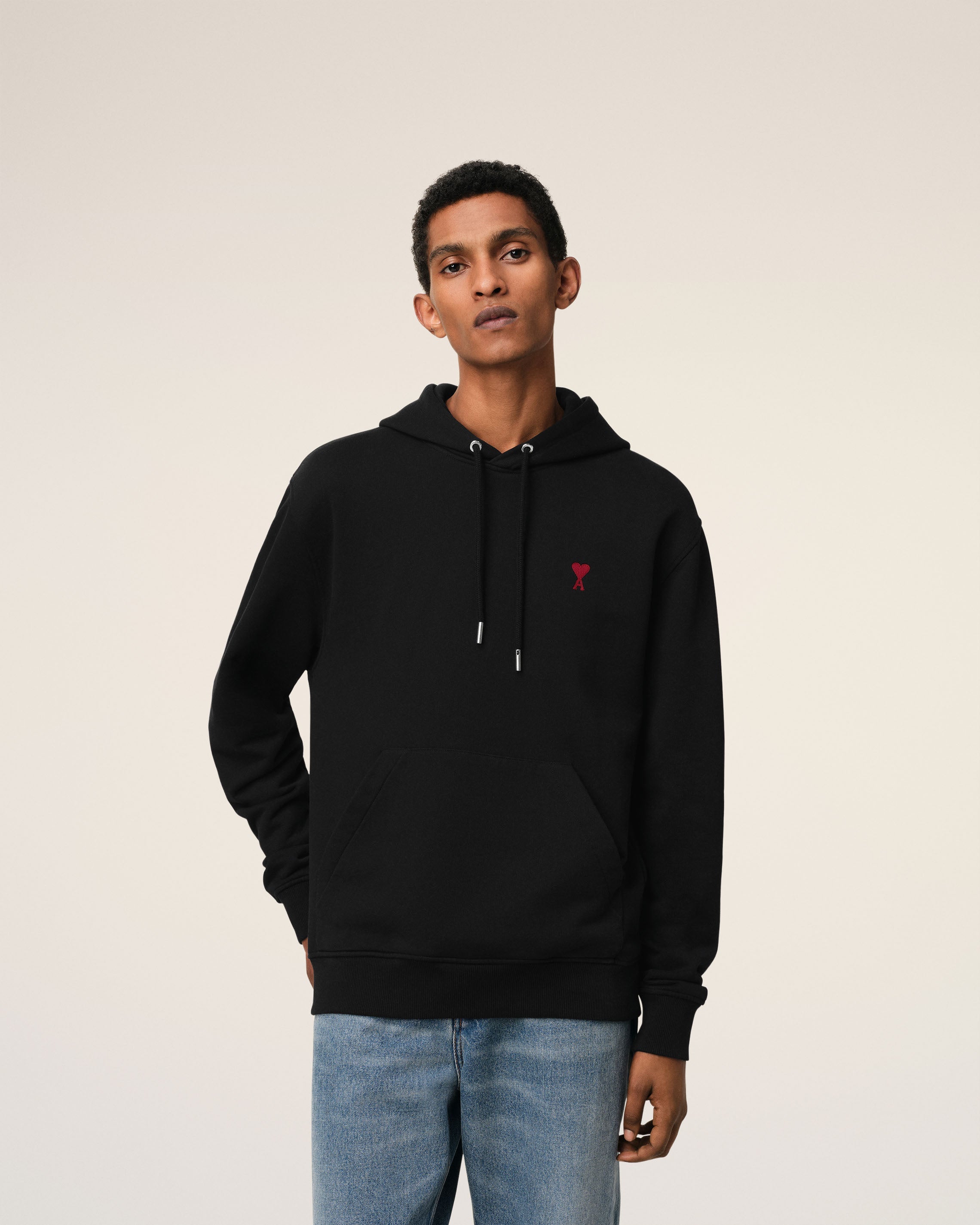 BLACK COTTON AMI DE COEUR HOODIE BLACK