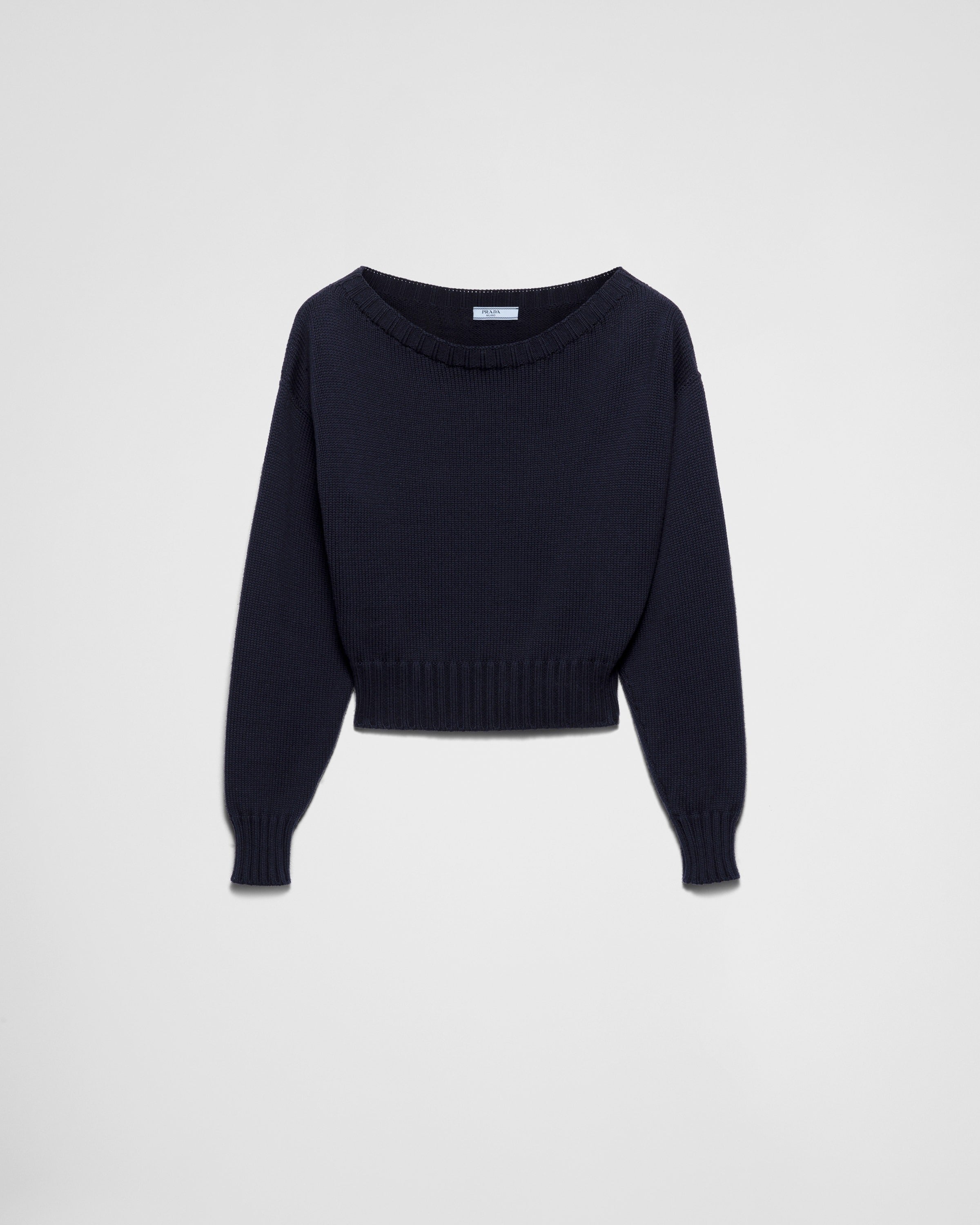 Cotton boat neck sweater Navy