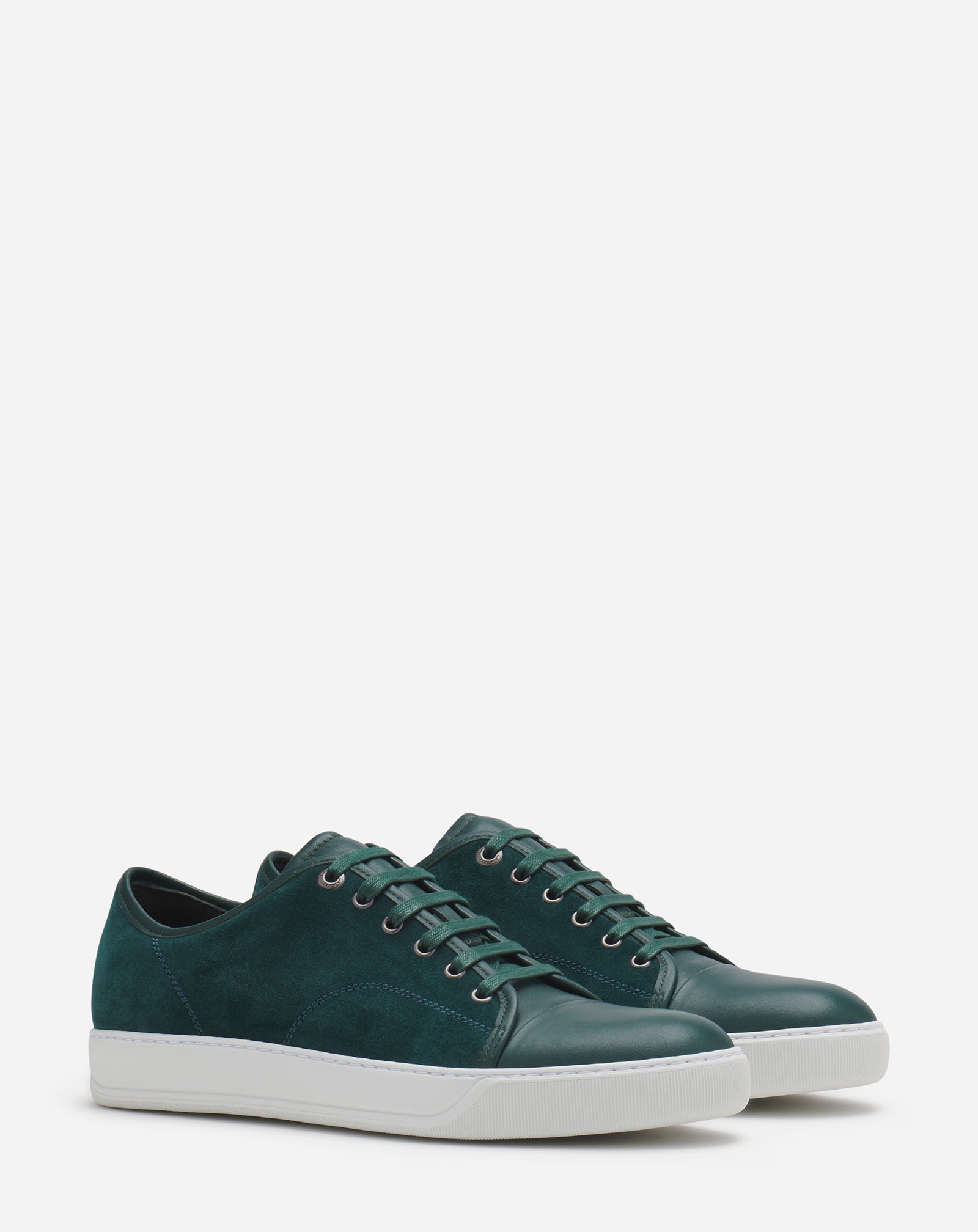 DBB1 LEATHER AND SUEDE SNEAKERS - DARK GREEN