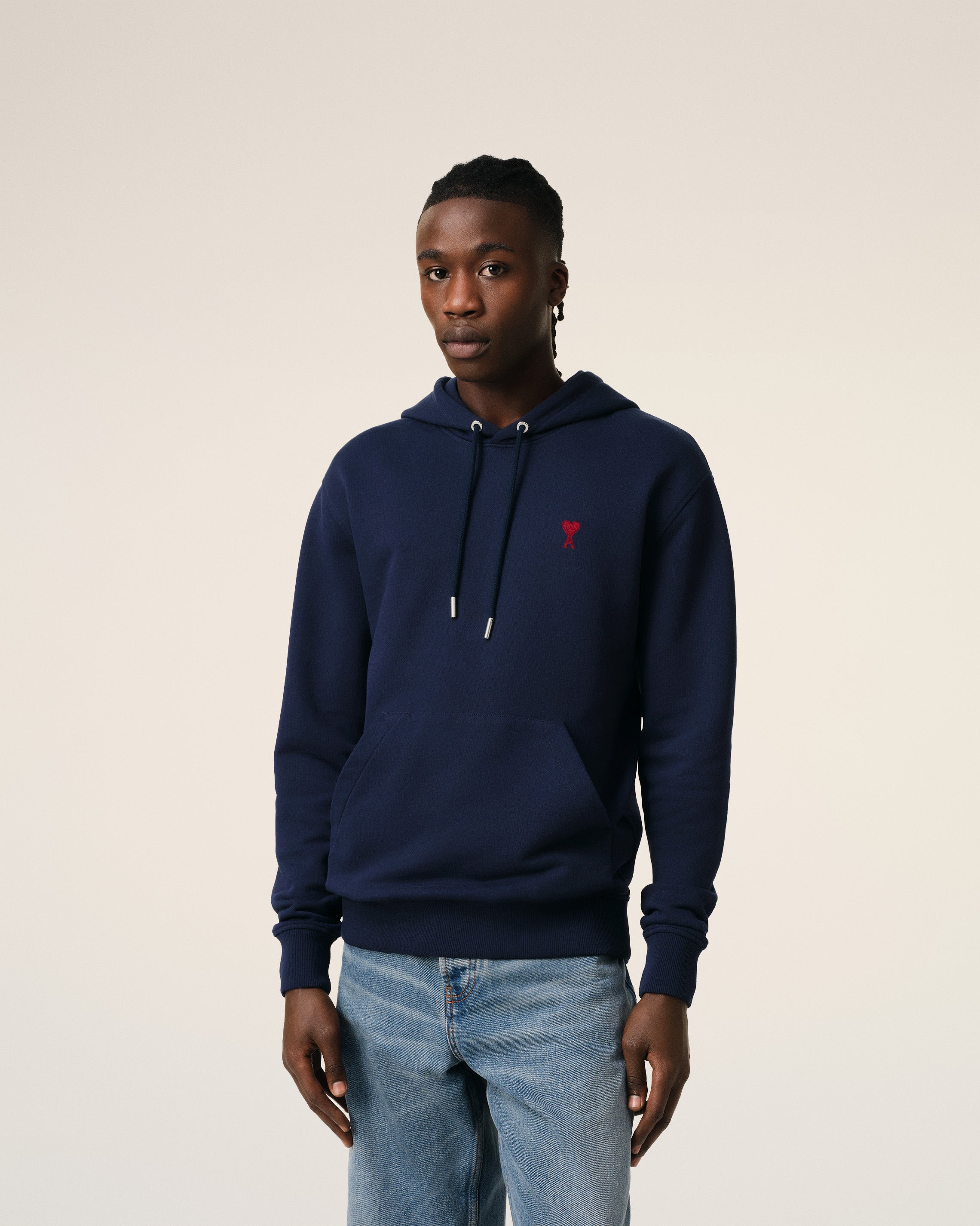 NAVY COTTON AMI DE COEUR HOODIE NIGHT BLUE
