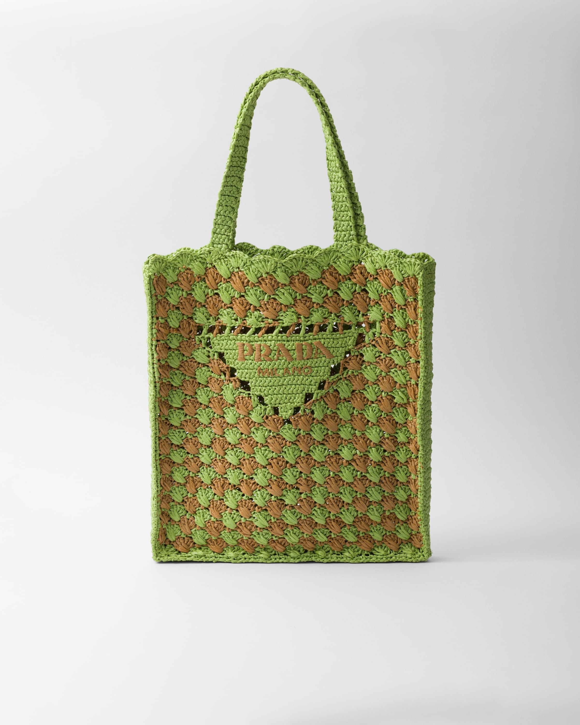 Crochet tote bag Lawn Green/Caramel